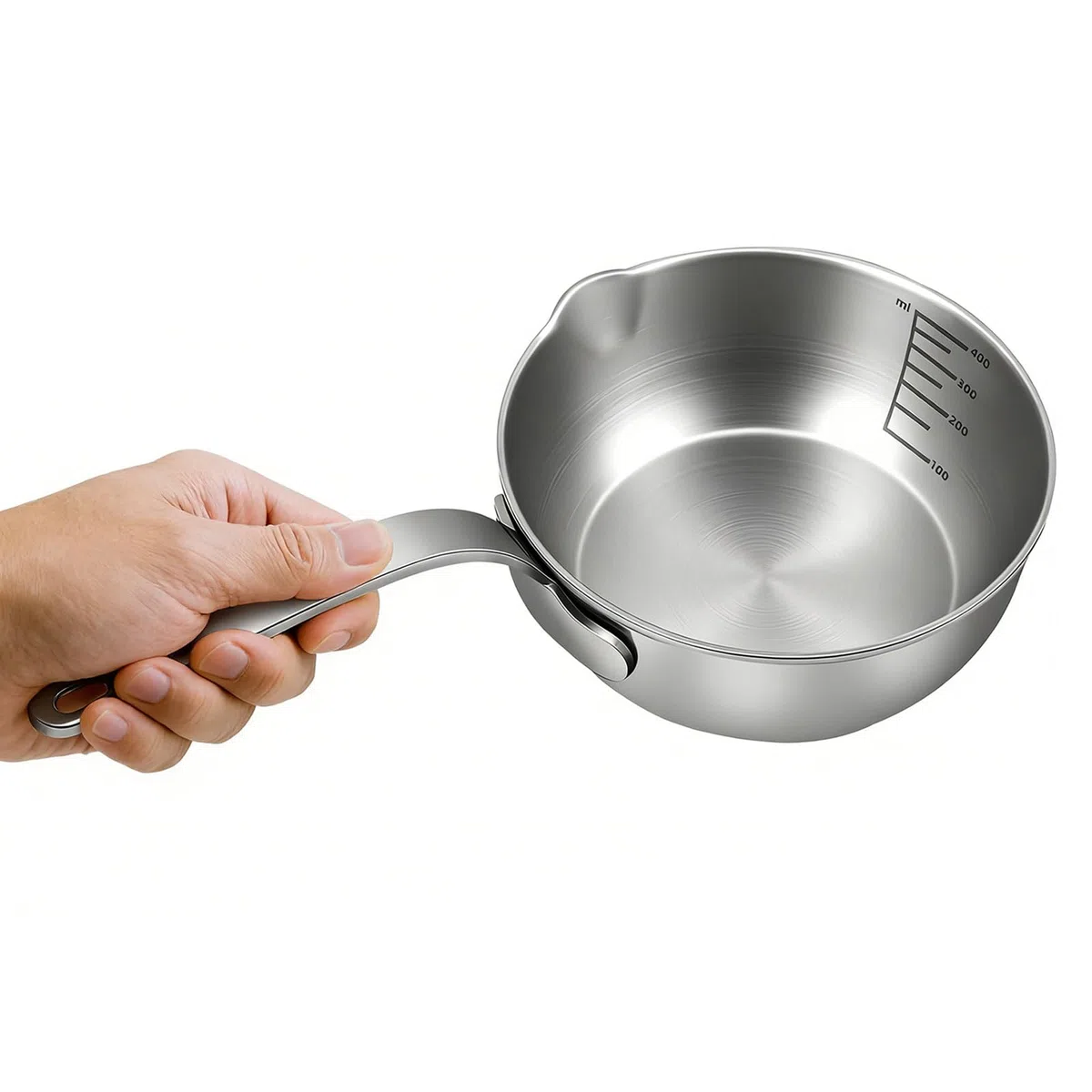 Scaldaburro in Acciaio Inossidabile, 400 ml, per Riscaldare Latte, Burro, Salse, caffè, Cioccolato, Padella per Uova, Adatto per fornelli a induzione e a Gas