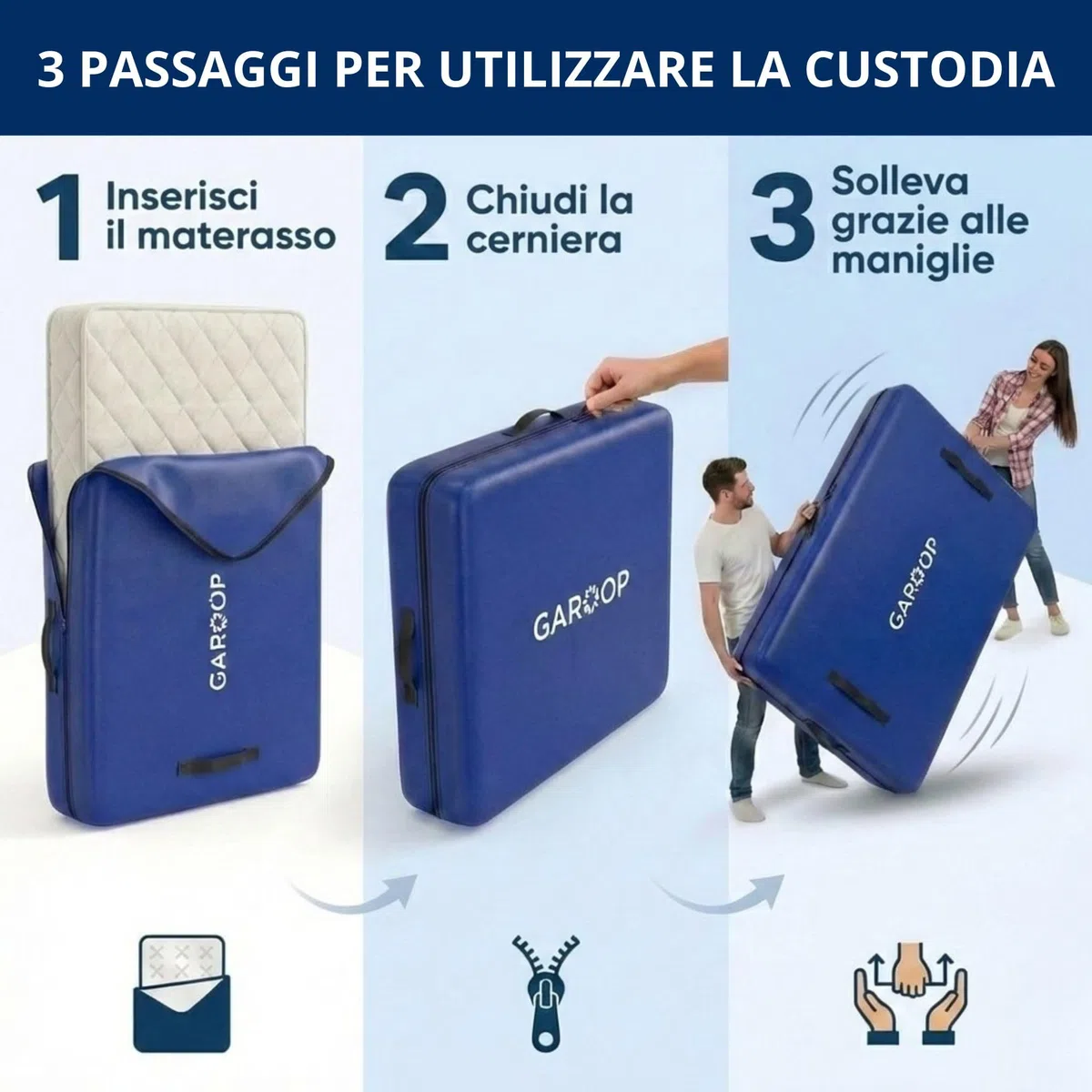 Custodia protettiva per materasso 180 x 200 x 30 cm, dotata di 12 manici rinforzati e chiusura lampo, ideale per riporre oggetti, riporre e traslochi, resistente agli strappi e impermeabile