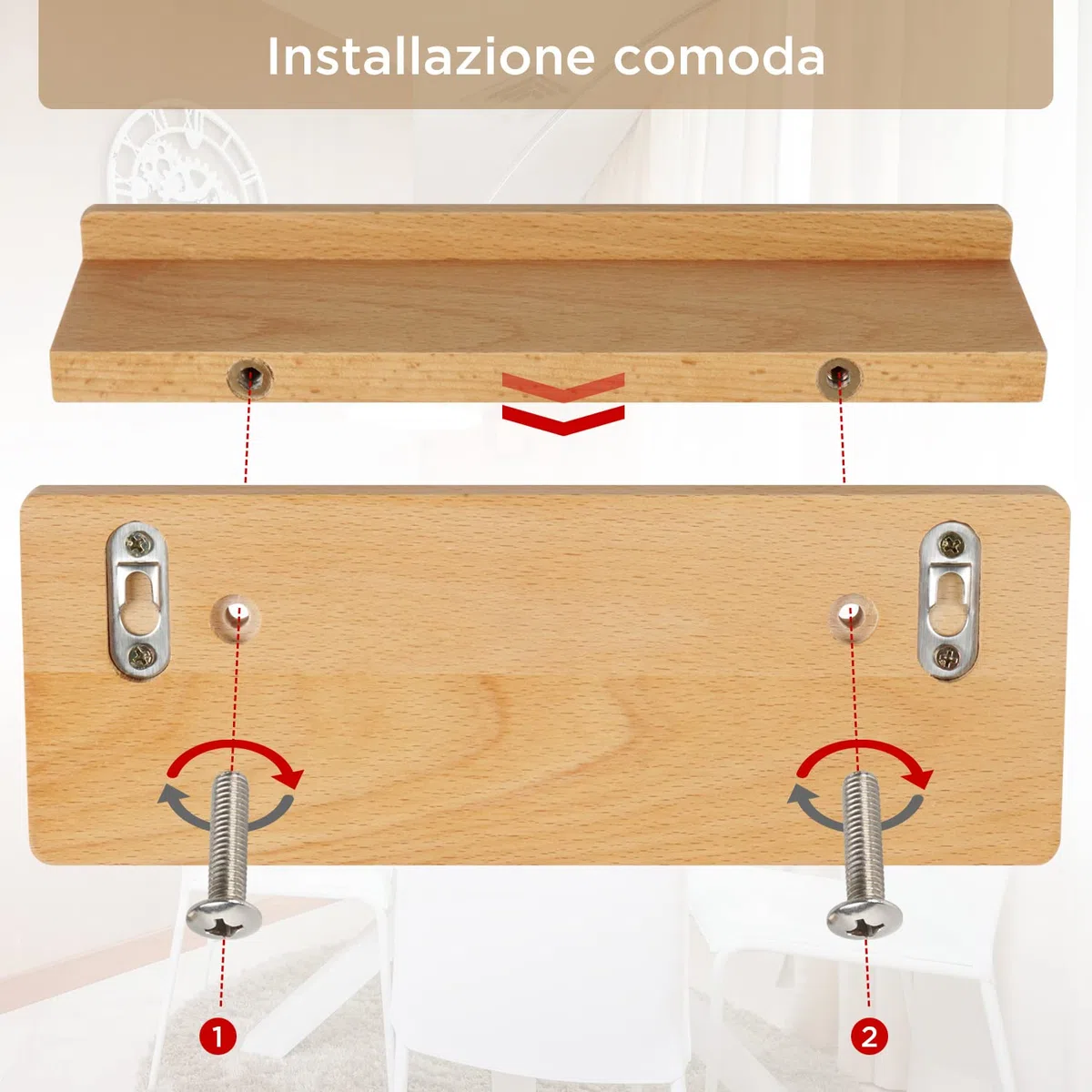 portachiavi da parete porta chiavi da muro per casa moderno appendi chiavi a muro in legno faggio ingresso (Faggio Naturale)