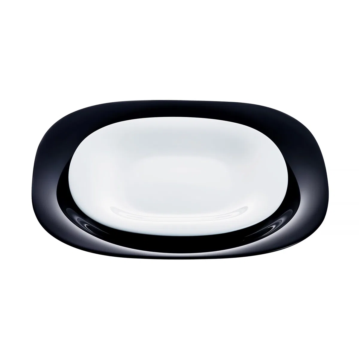Luminarc Carine Servizio da Tavola, Forma Quadrata, Vetro, Bianco/Nero, 18 Pezzi