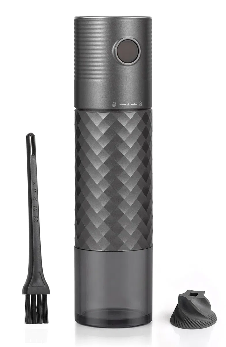 Macinacaffè Elettrico Portatile con Macina Conica in Ceramica, Impostazioni Regolabili da Grossolano a Fine, Avvio con un Solo Clic, Compatto per Viaggi, Campeggio e Casa