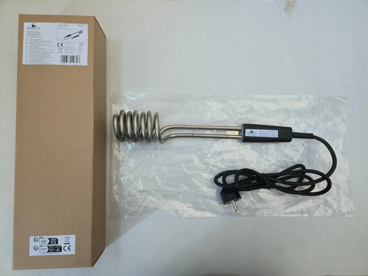 Riscaldatore GTN1.6 Scaldatore ad immersione 1,6 kW 1600 W 230 V ACCIAIO INOSSIDABILE, Bollitore elettrico, nero