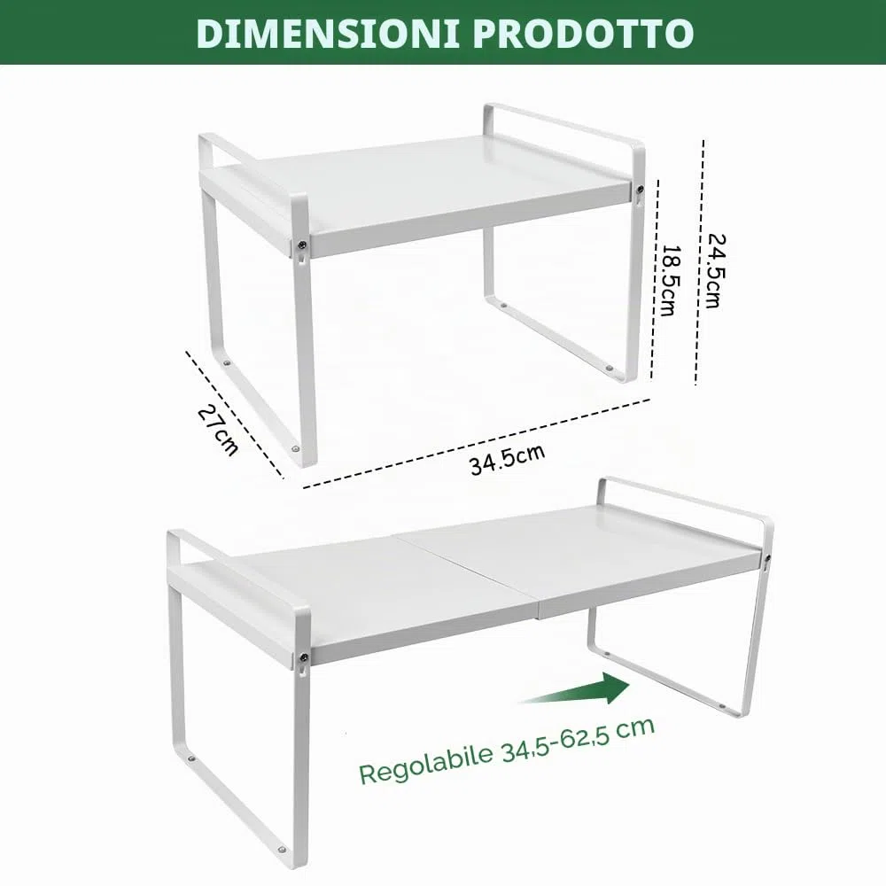 Mensola Cucina Salvaspazio Espandibile 38-64cm,Scaffale Salvaspazio Cucina Allungabile,Porta Piatti e Stoviglie Allungabile,Scaffale da Appoggio in Metallo per Mobili, Mensola da Bagno