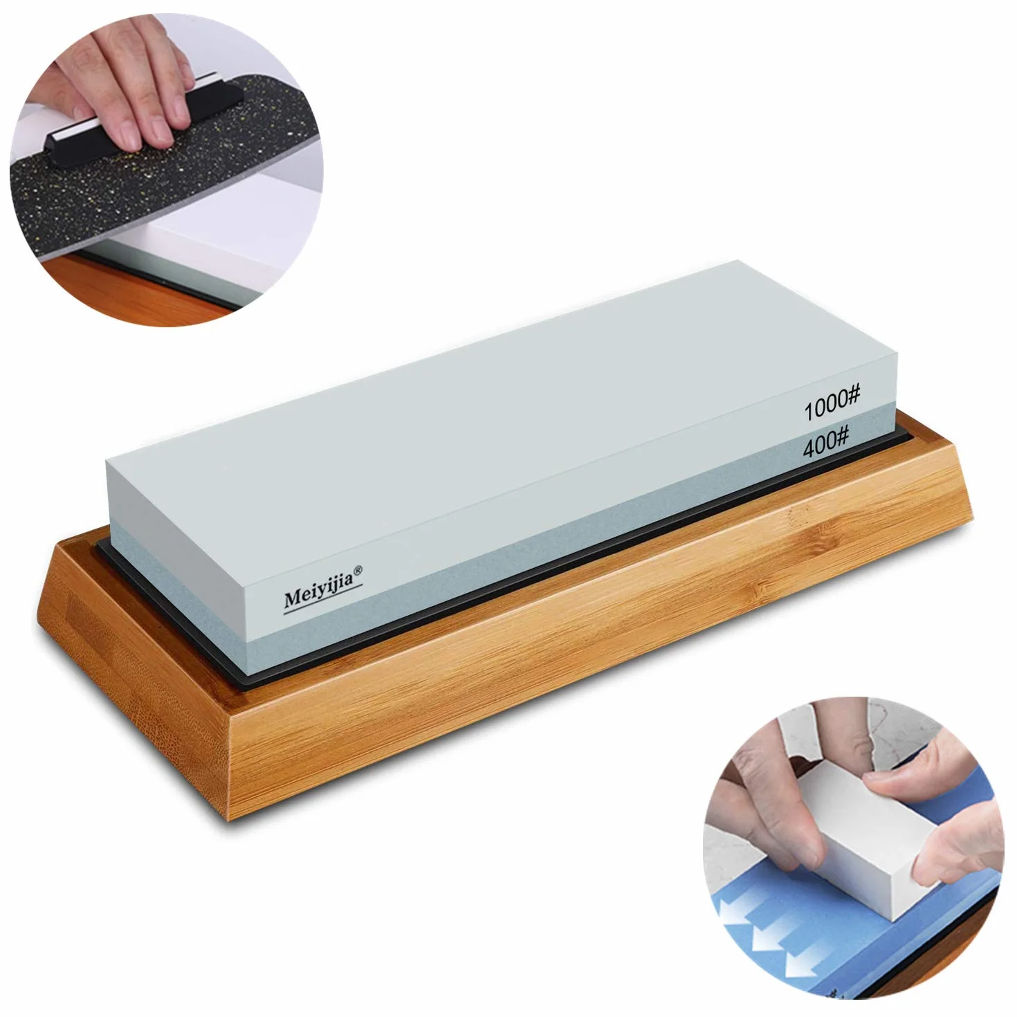 Pietra per Affilare 2-in-1, Affilacoltelli Professionale cote Combinazione - con Stand Silicone Antiscivolo (5000/10000+400/1000 Grit/Set)