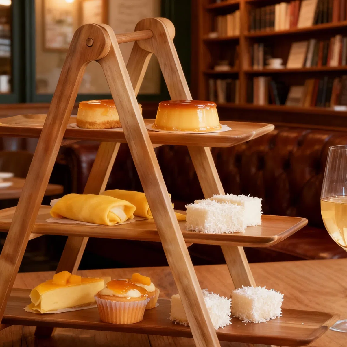 Vassoio Da Portata A 3 Livelli, Espositore Per Dessert A 3 Livelli Con Superficie Per Alimenti, Alzatina Per Dolci In Legno Pieghevole, 3 Vassoi In Legno Per Cupcake Per Dolci, Snack E Formaggi, Porta