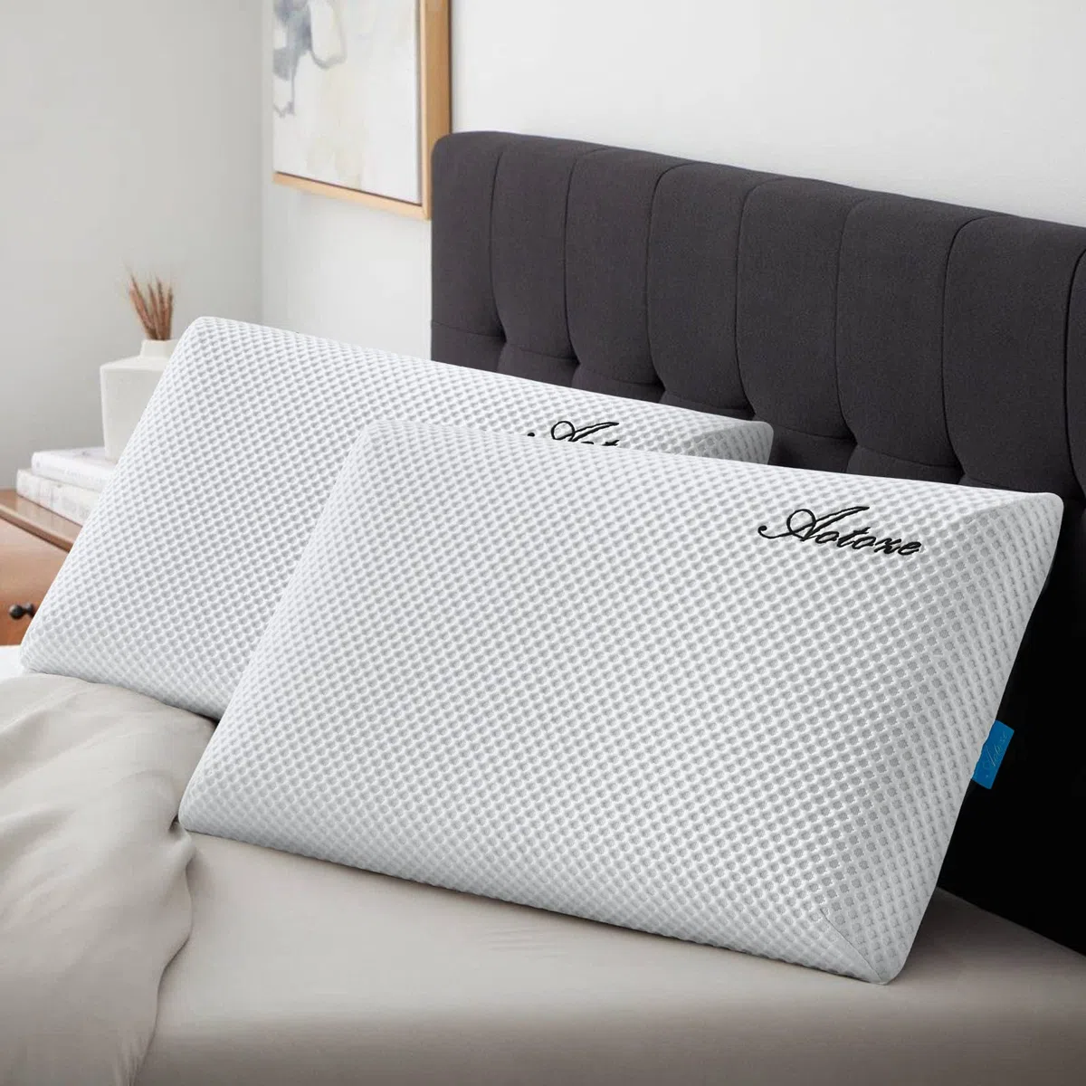 Cuscino Basso Memory Foam per Dormire | Guanciale Letto Piatto e Sottile (60 x 40 x 6 cm)