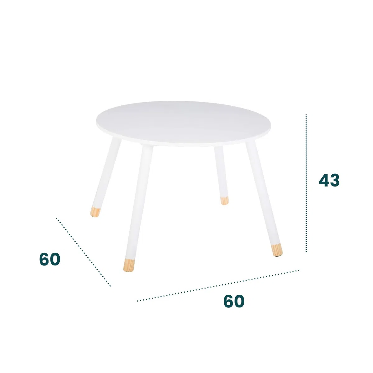 Avilia Tavolino Giovanile per Bambini - Arredamento Creativo - Tavolino Rotondo - 60x43 cm, Bianco
