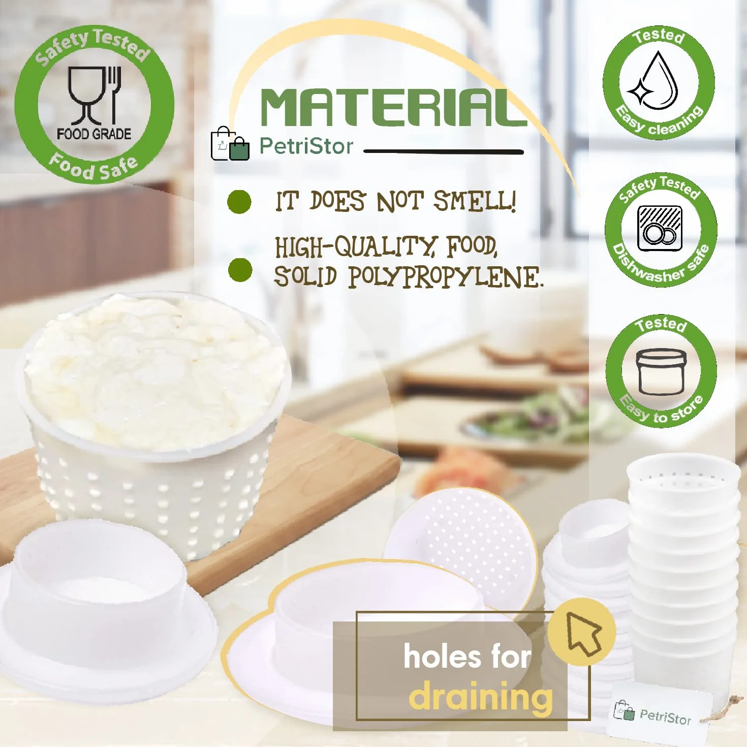 10 pezzi di stampi piccoli per formaggio per la produzione di formaggio con un conduttore 300 ml - Kit per la produzione di formaggio Cheddar - Forniture per la produzione di formaggio fatto in casa