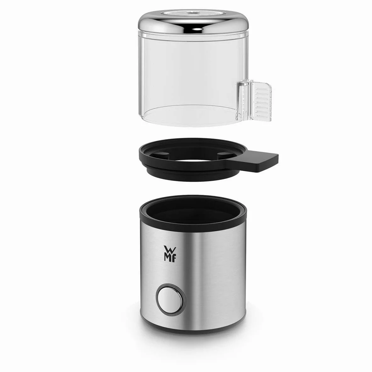 WMF KitchenMinis Cuociuova Elettrico in Acciaio Inox 18/10 Cromargan, con Misurino, Pungiuova e Portauova, Segnale Acustico e Coperchio in Tritan, Potenza 56W, Finitura Satinata Opaca