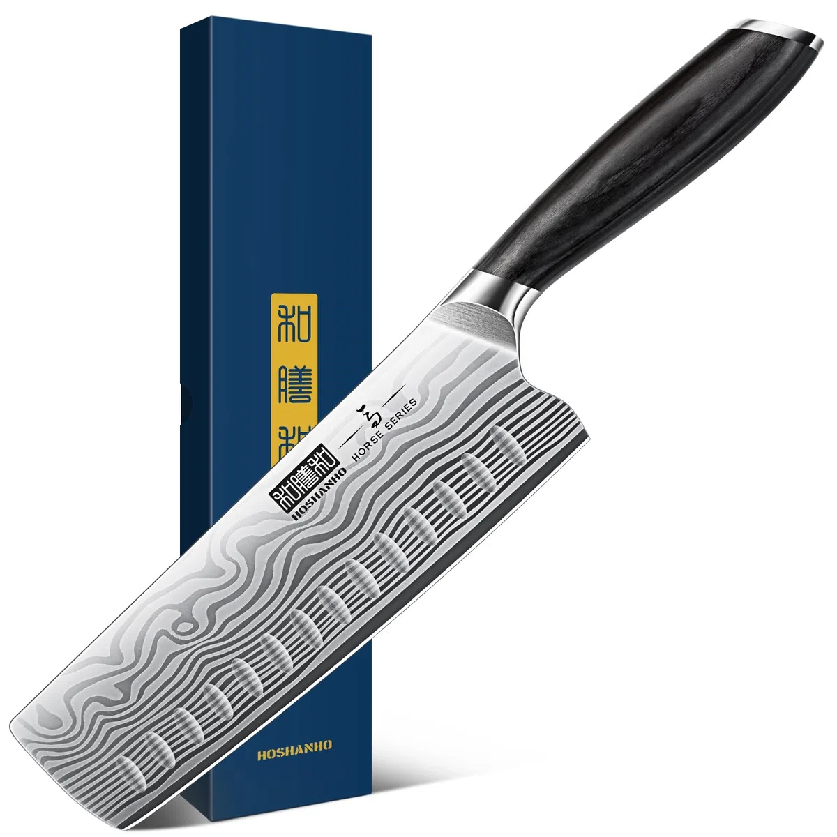 HOSHANHO Coltello da Cucina Nakiri da 18 cm, Coltello per Verdure Giapponese in Acciaio in Polvere Ad Alto Tenore di Carbonio, Coltello da Chef Multiuso Affilato con Manico Ergonomico