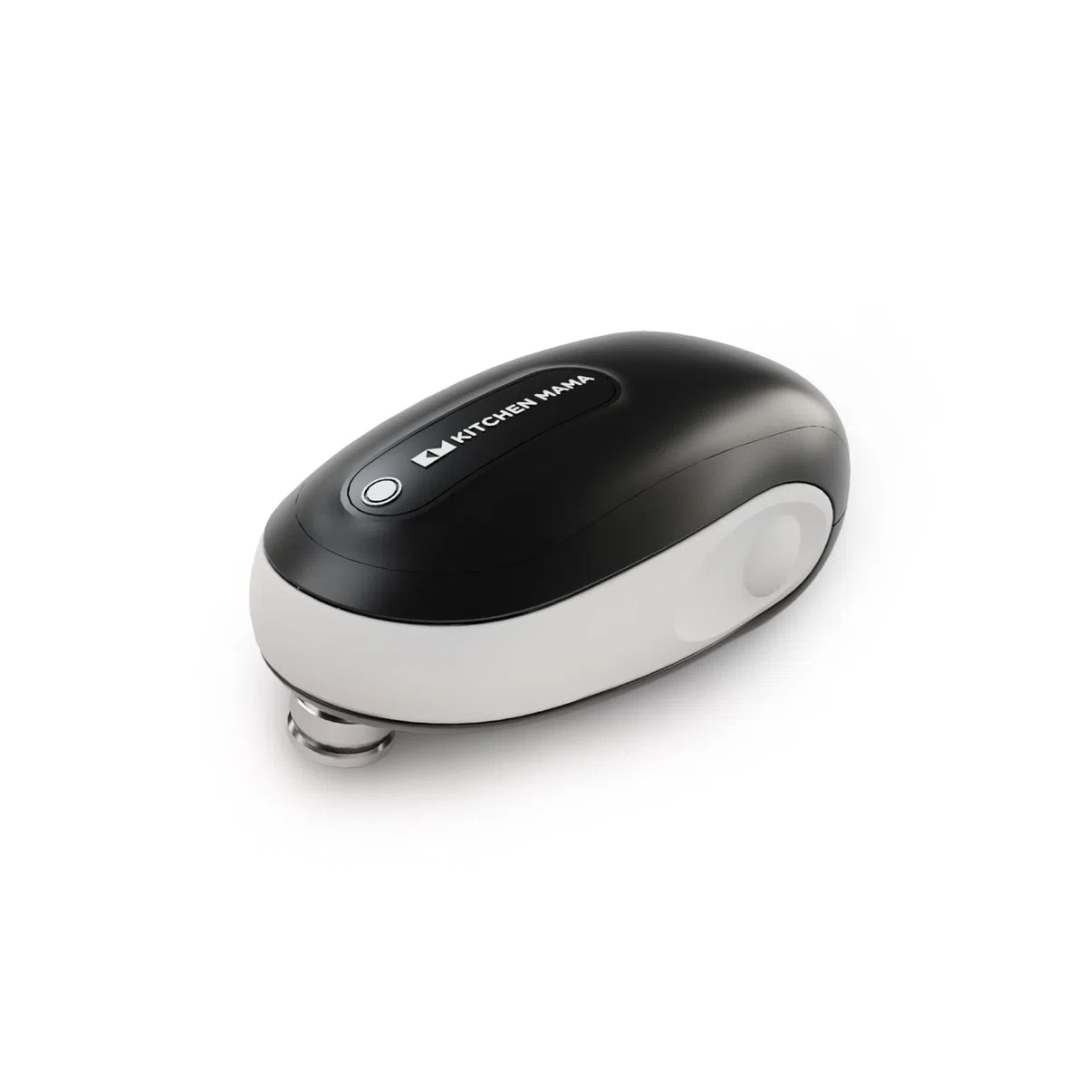 Apriscatole elettrico Kitchen Mama One-To-Go: Apre con un Tasto, Riconosce Automaticamente Tutte le Lattine, con Auto-Stop, No Bordi Taglienti, Dispositivo Rimozione Coperchio, a Batteria (Bianco)