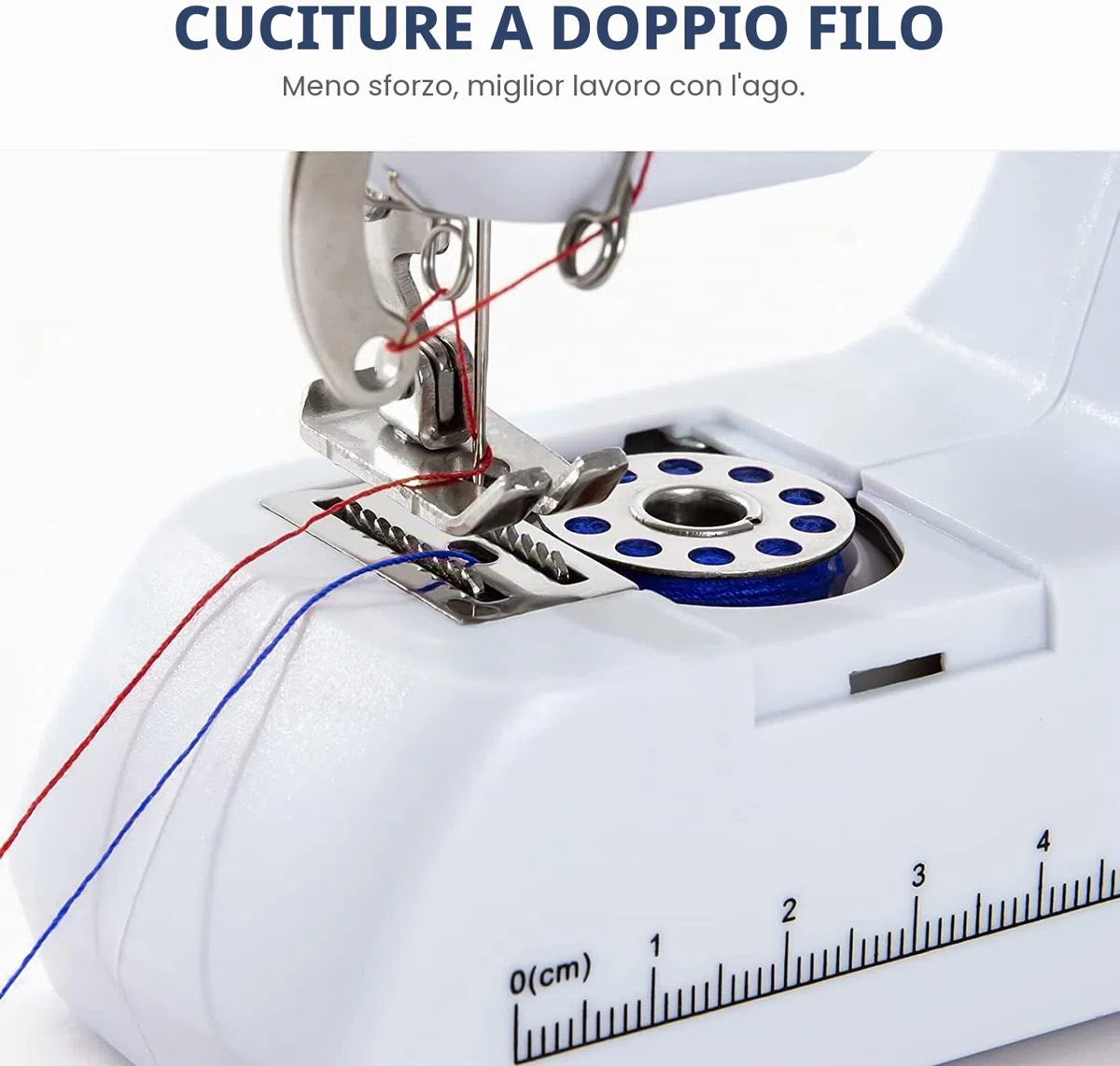 Macchina da cucire elettrica portatile con doppio filo con ago e filo, kit da cucito per principianti e bambini, adatta per abbigliamento e tende