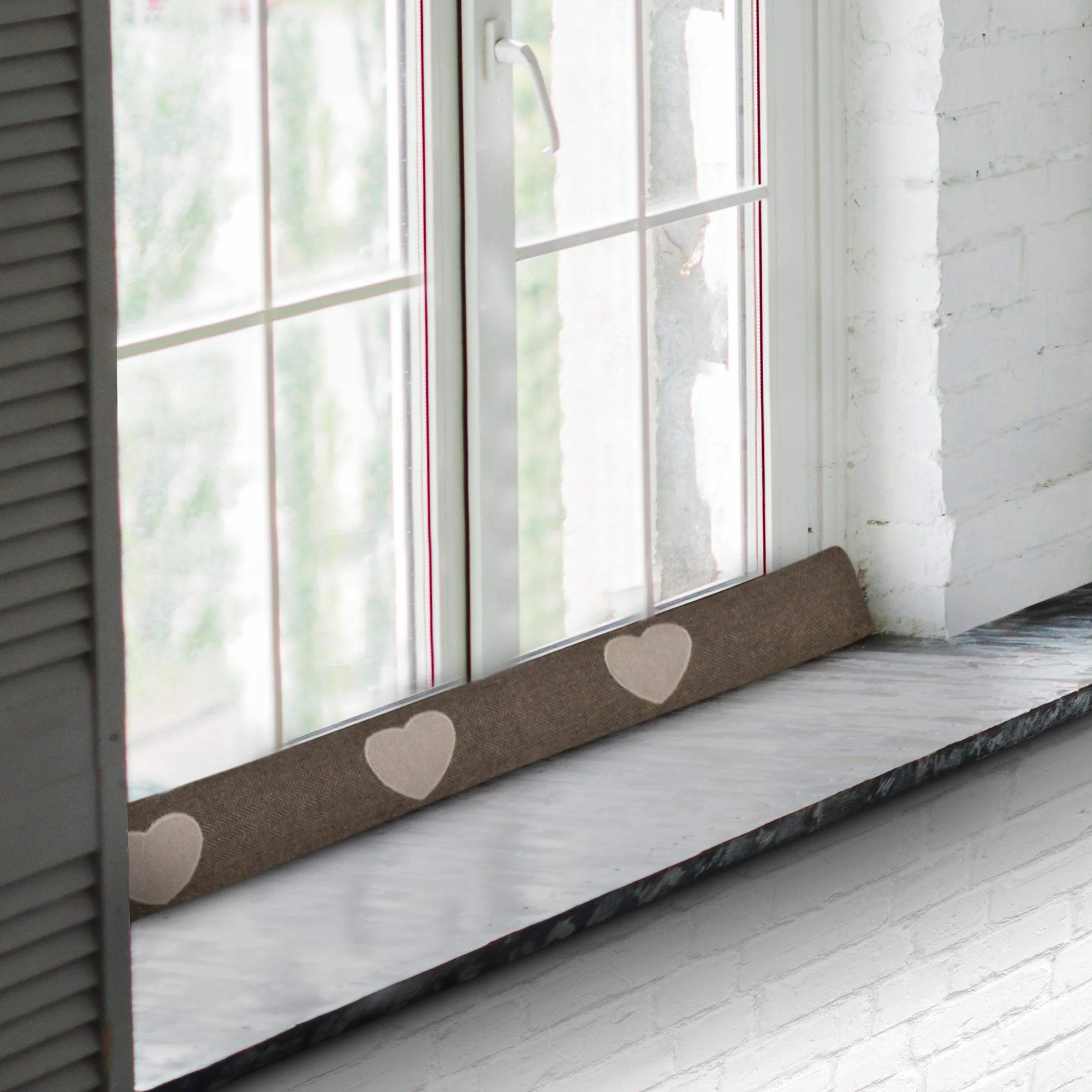 Beautissu 2x Paraspifferi Imbottito per Porta e finestra Tuuli HR L90xP8xA8 cm in Poliestere - paraspiffero Universale porte e finestre - paravento sottoporta Isolante - Contro Il Freddo - Marrone