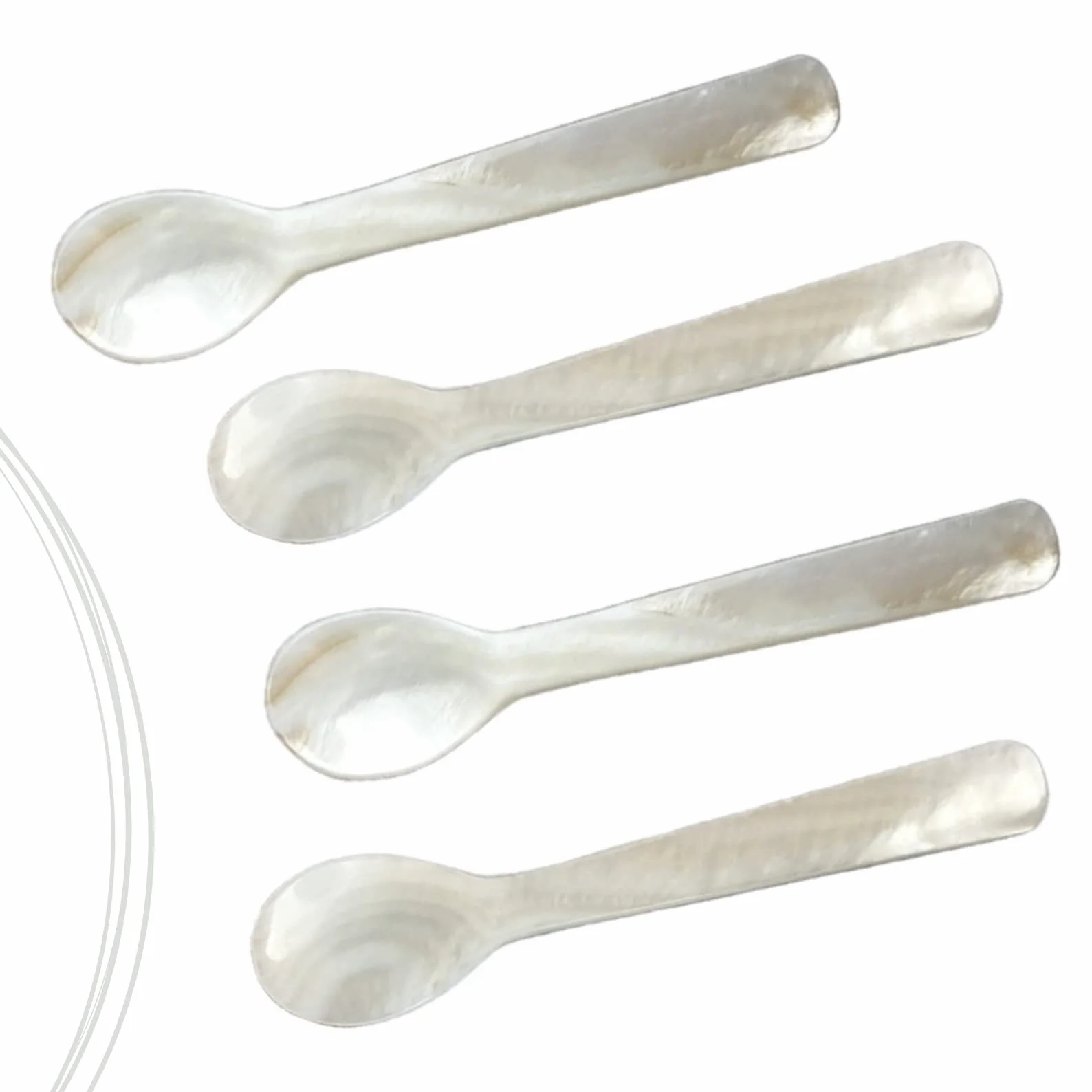 Cucchiaio in Vera Madreperla, Con Caviale, Realizzato a Mano, Cucchiaio per Uovo, Madreperla (Naturale), Circa 12 cm, Set da 4 Pezzi