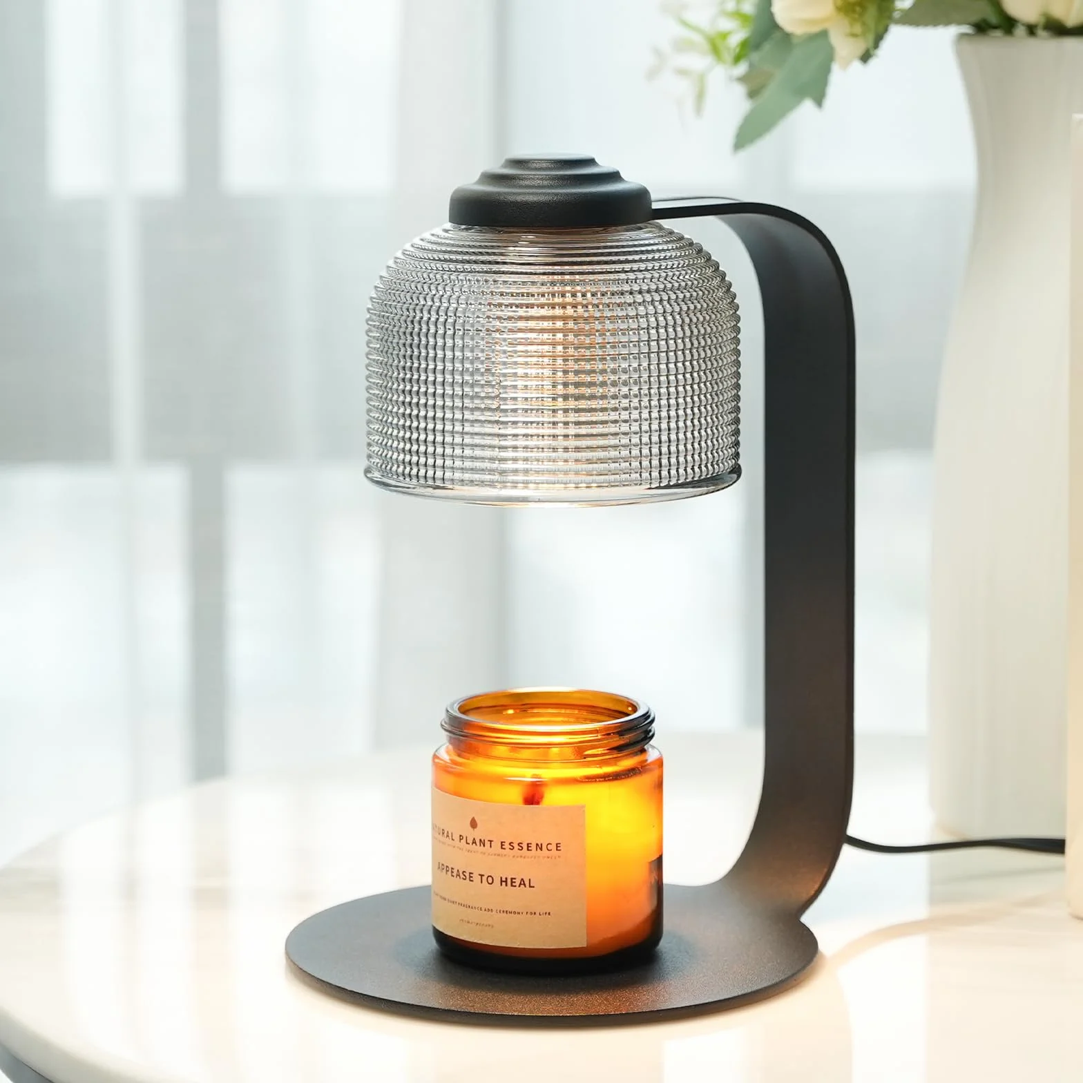 Lampada Scaldacandele con Timer e 4 Livelli di Luminosità, Scaldacandele Elettrico per Candele in Vaso, Decorazione per la Casa, Nero, Include 2 Lampadine, Regalo Perfetto (Grigio)