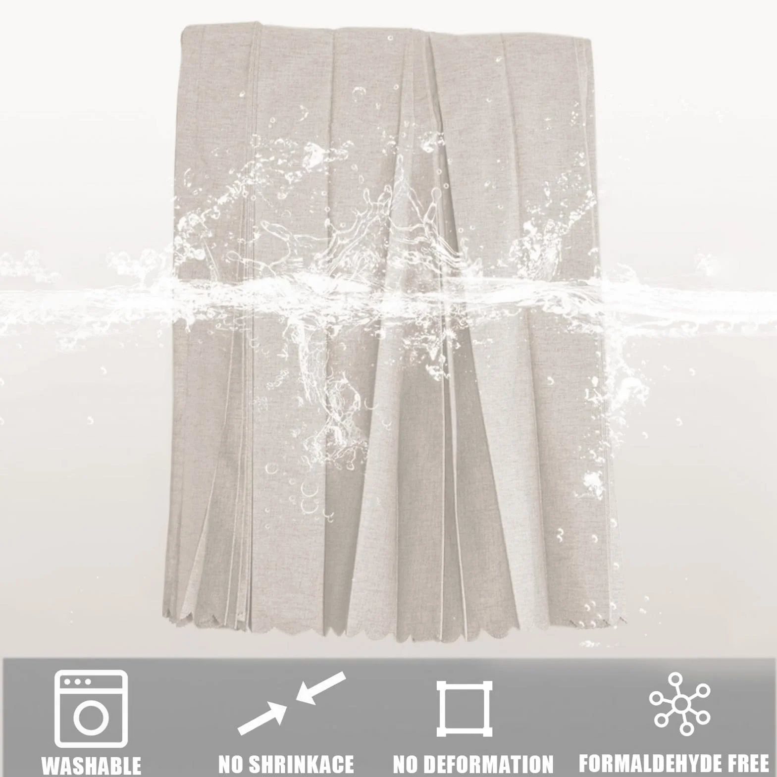 Tenda Doccia Impermeabile Pieghevole, Magnetic Sripe Antispruzzo, Chiusura Rapida, Tenda da Doccia in lino Antimuffa Resistente, Beige, 100x200cm