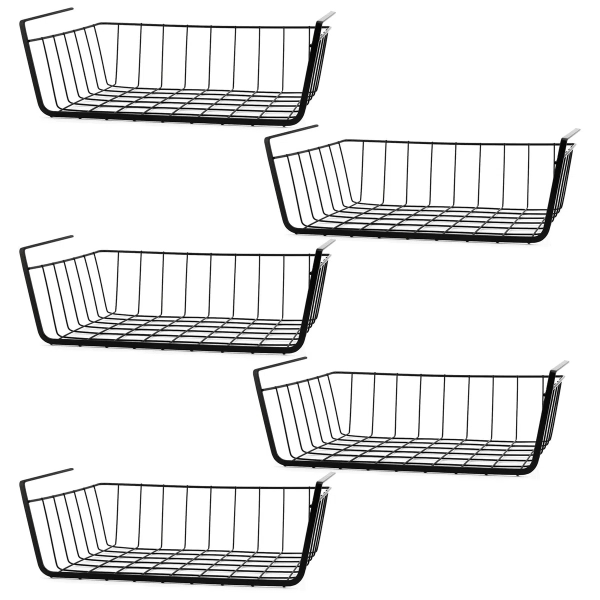FUNSUEI 5 cesti portaoggetti sotto scaffale, 34 x 20,5 x 11,5 cm, cestello da appendere per cucina, ufficio, armadio, bagno