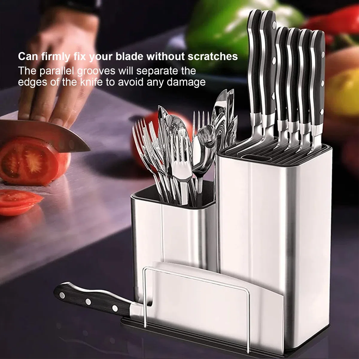 Portacoltelli universale, portacoltelli in acciaio inossidabile Portautensili per coltelli grandi Stoccaggio utensili da cucina Accessori per utensili da cucina Rimovibile Facile da pulire cuci