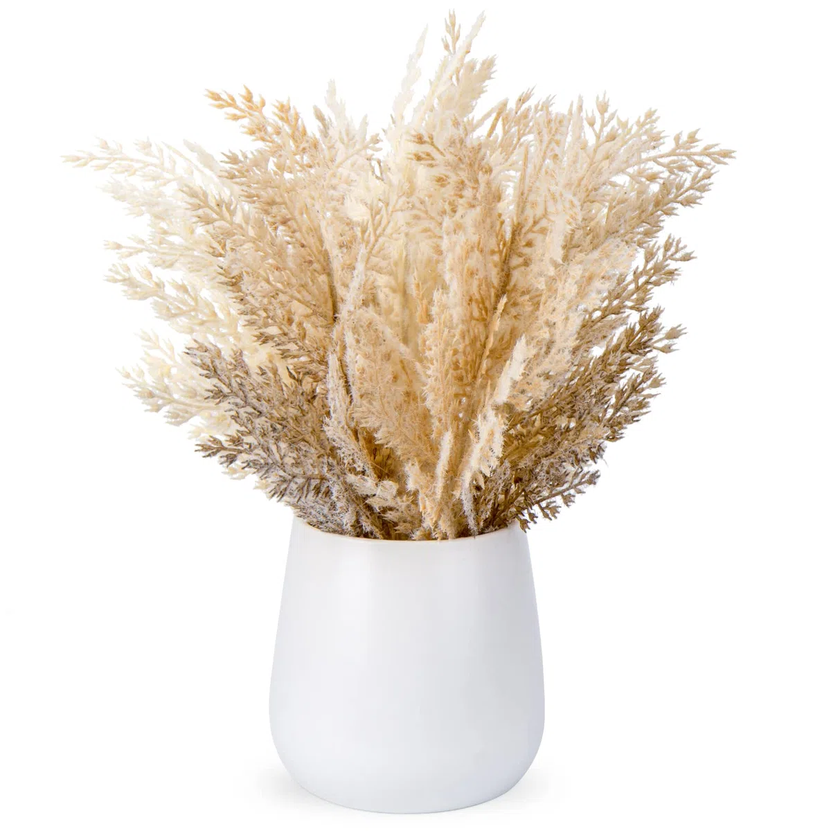 Pampas artificiale con vaso incluso, bouquet di fiori artificiali, soffici piume finte di flora per la casa, decorazioni boho per tavoli da matrimonio, pampas essiccata beige
