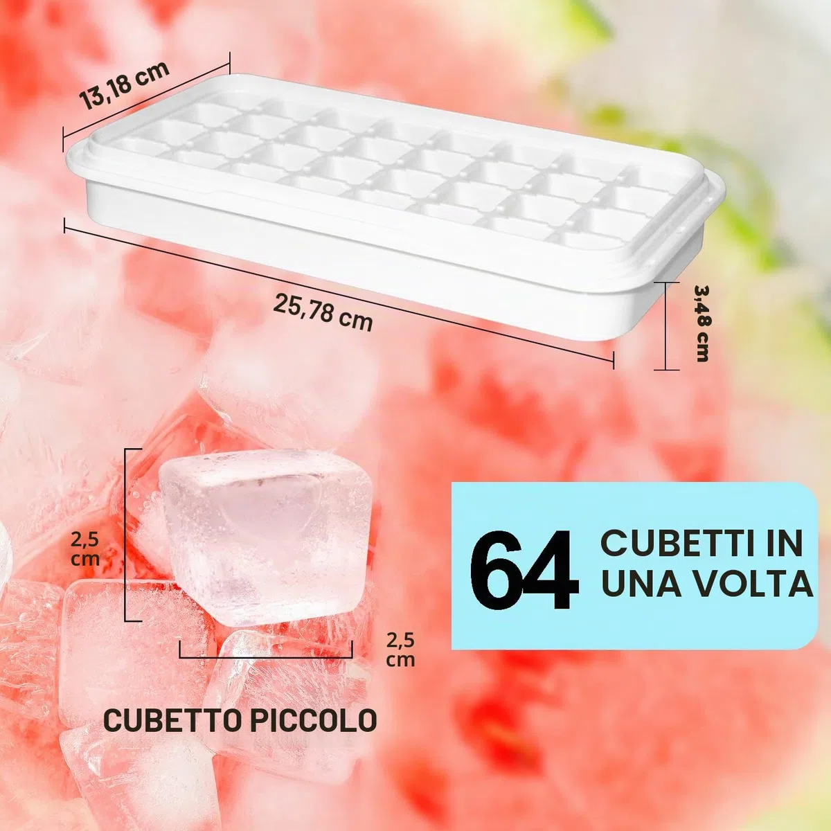 Vassoi per cubetti di ghiaccio per congelatore, con coperchio e bidone