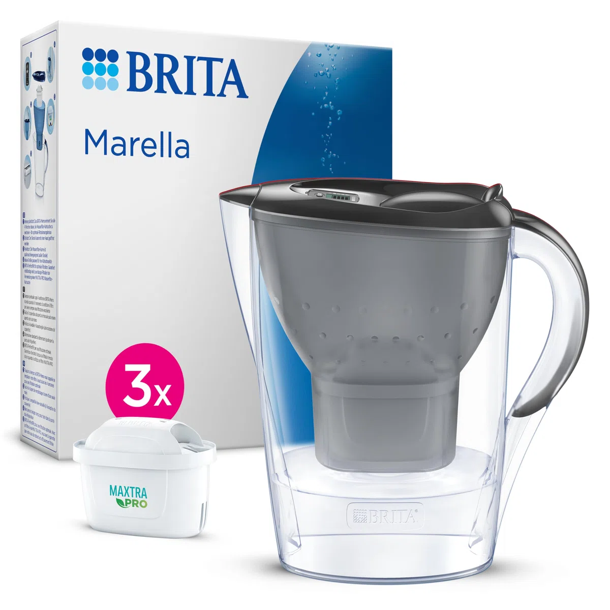 Brita Caraffa filtrante Marella +3 Maxtra Pro PP Grigio Polipropilene 2,4 L 150 l