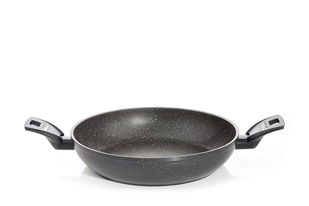 Moneta Hercules Tegame 2 Manici Antiaderente Stone, Alluminio Rivestito, Nero, 24 cm
