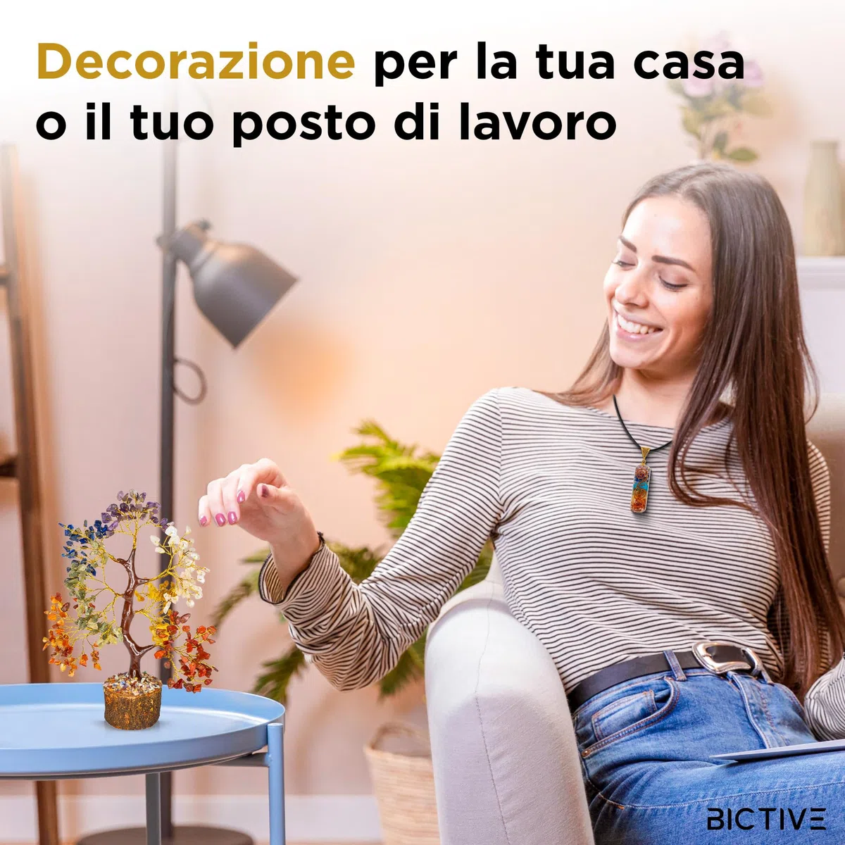 ️ Albero della Vita Pietre Chakra e Collana. Pietre Naturali Curative e Cristalli Chakra, Meditazione Oggetti, Albero della Vita Soprammobile. Idee Regalo Originale per Donna e Mamma