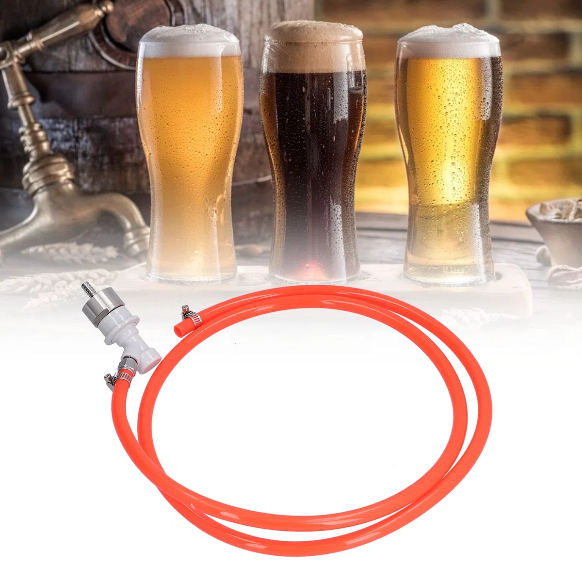 Yctze Regolatore Gas, Assemblaggio della di Birra con Blocco a Sfera, Tubo Flessibile del Gas Flessibile per Carbonatazione con Tappo per Carbonatazione da 5/16 Pollici Accessori