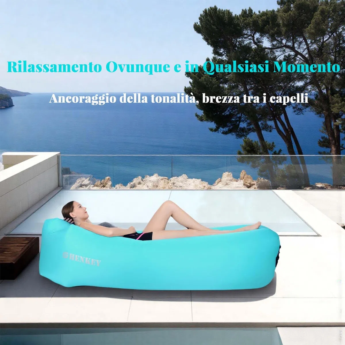 Divano Gonfiabile, Gocce di Divano Gonfiabile Air Lazy Bag, Hommock Portable Hommock e Air per Campeggio,Escursioni e Feste Sulla Spiaggia (Verde)