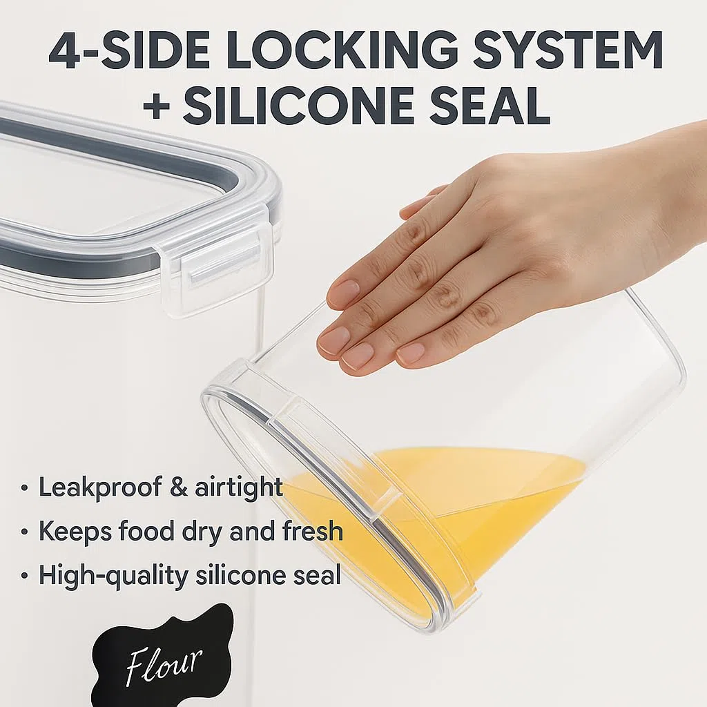 GiDeli Contenitori con coperchio ermetici – Set di 24 contenitori in plastica – senza BPA – Scatole da cucina grandi – Organizzatore per farina, zucchero e grani – con penna ed etichetta