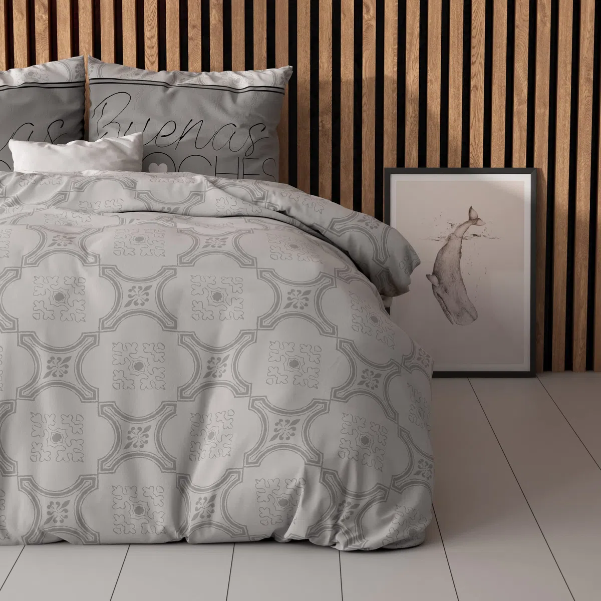 Sleep Time Set Biancheria da Letto 3 Pezzi 200 cm x 200 cm 3 Pezzi Grigio - Buenas - Copripiumini Morbidi e Senza Stiro con Chiusura a Bottoni - Set Biancheria da Letto con 2 Federe 80 cm x 80 cm