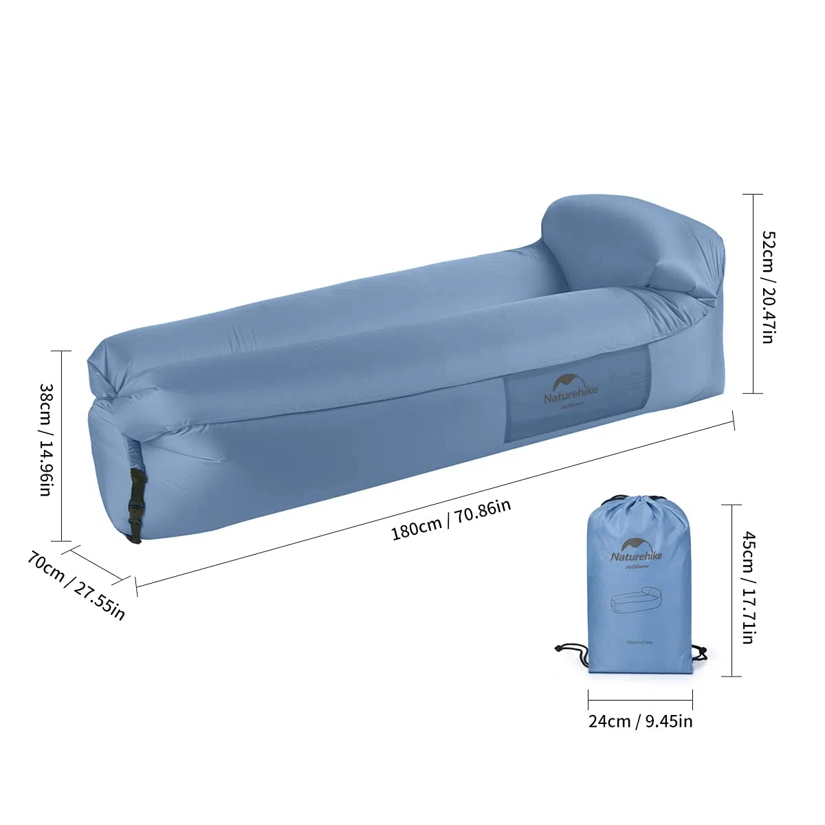 Naturehike Poltrona gonfiabile reclinabile, divano ad aria impermeabile con pacchetto portatile, letto gonfiabile pigro per viaggi, campeggio, escursioni, piscina e festa in spiaggia