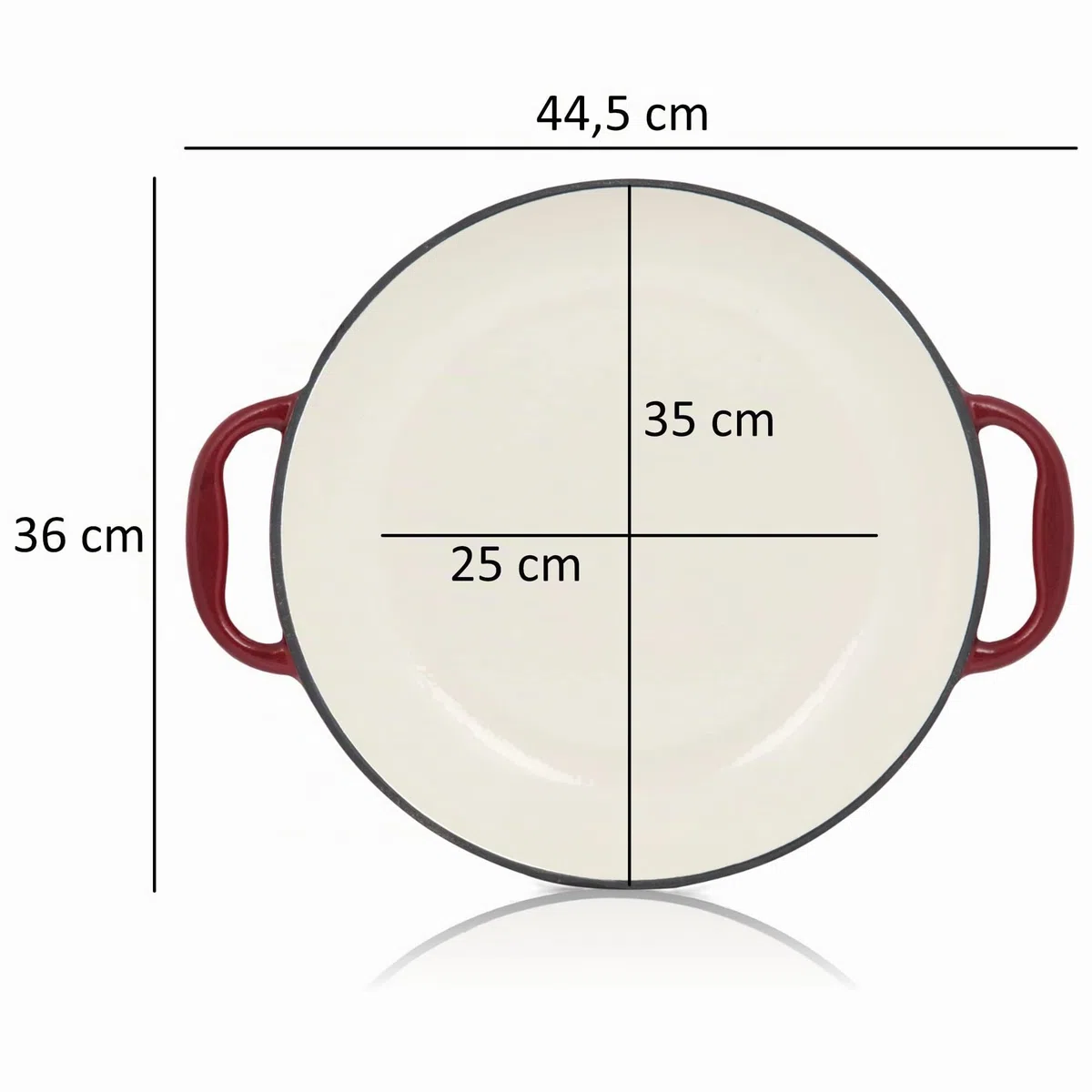 Mahlzeit Padella per Paella smaltata | Ø 35 cm | Ciliegio Scuro | Padella in ghisa con due manici | Padella per griglia, Padella per griglia paella, Padella per paella resistente al forno, Padella per