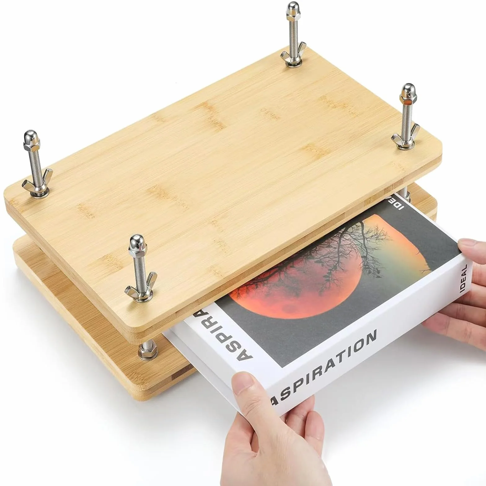 Cuyacili Book Press Rilegatura 20x30 cm Pressa per Libri in Legno Pressa per Rilegatura Portatile per Casa, Scuola, Forniture per Rilegatura per Ufficio Facile da installare