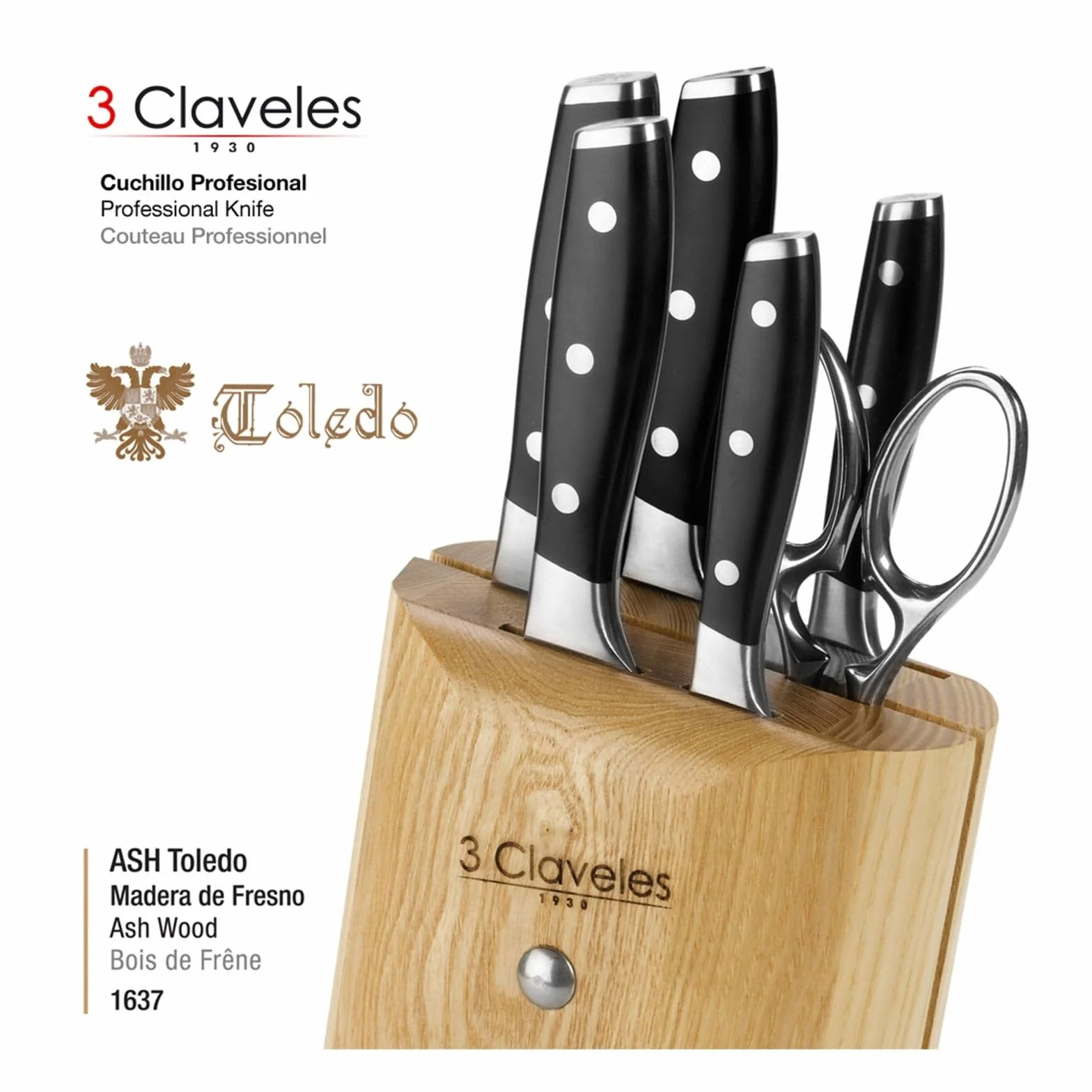 3 Claveles - Coltello Giapponese Santoku da Cucina | Coltelli da Cucina Professionali Multiuso. Coltello Santoku Coltello Carne Pesce Verdure. Affilato e per Cucina Professionale (18cm - 7”)