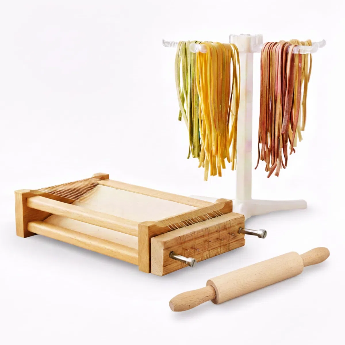 Antech - Chitarra per Pasta Qualità Superiore - Chitarra Spaghetti Fettuccine Tagliatelle Tonnarelli - Chitarrina Abruzzese Con Mattarello e Stendi Pasta - Corde In Acciaio Inox - Made In Italy