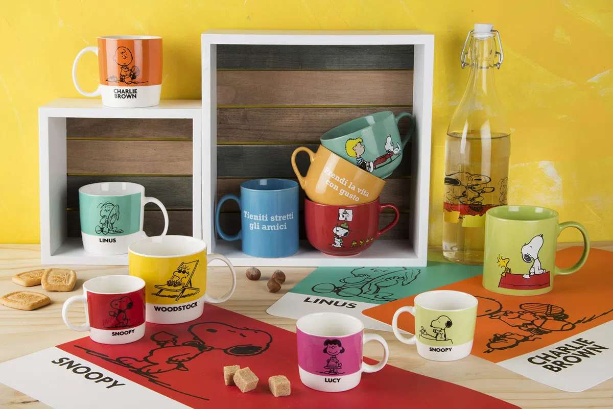 Excelsa Peanuts Set 6 Tazze Mug, Ceramica, Multicolore, Capacità: 350 ml, 6 unità