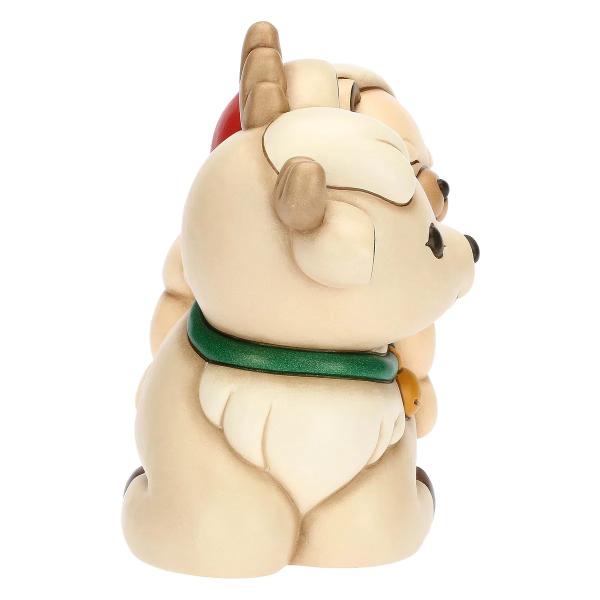 THUN, Teddy a Cavallo della Renna Robin in Ceramica Decorata a Mano, Versione Media, Addobbo Natalizio, Idea Regalo, 17.3x10.8x16.9 cm