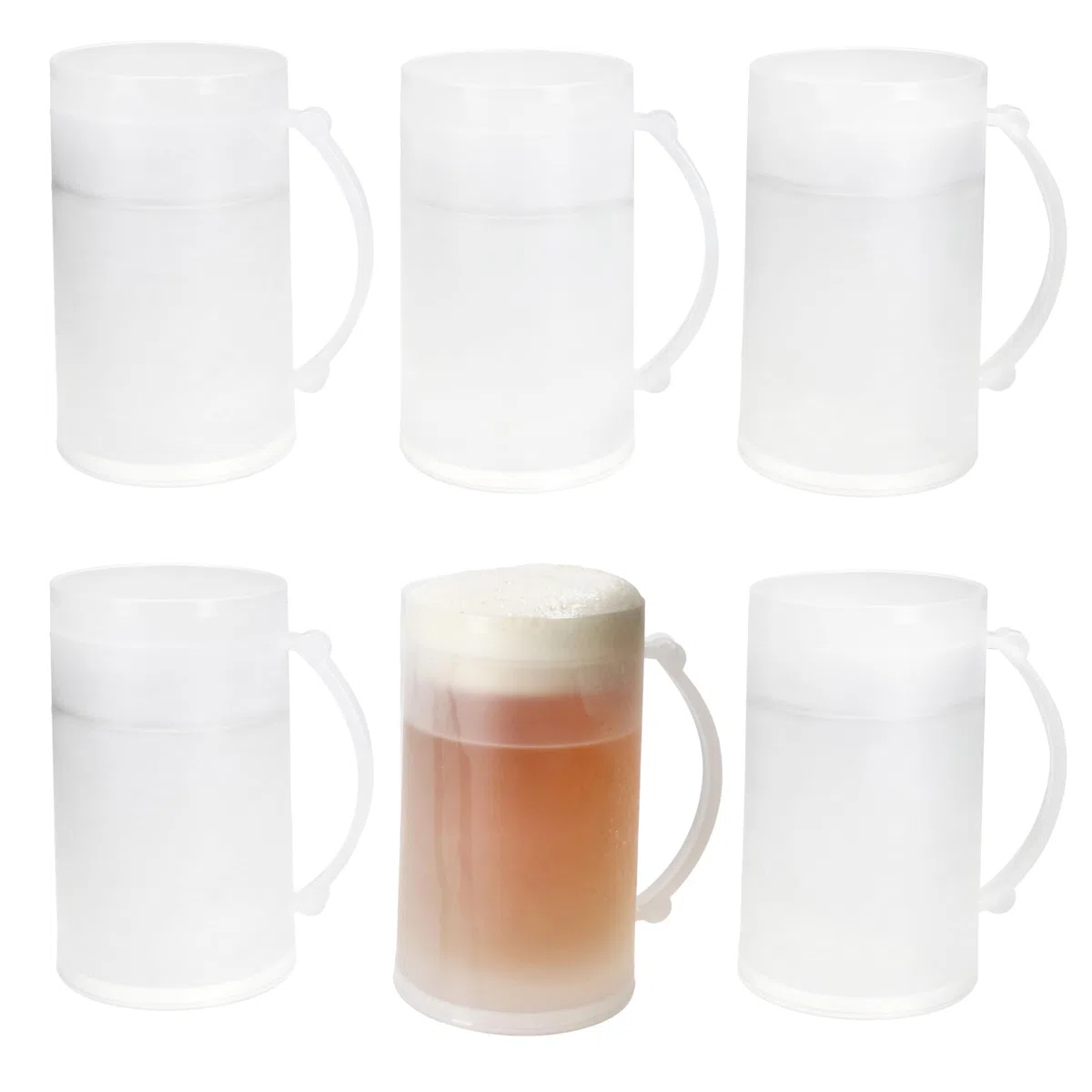 MamboCat ToGo - Set di 6 boccali da birra in plastica, 0,4 l, con manico, per campeggio, attività all'aperto, picnic, idea regalo