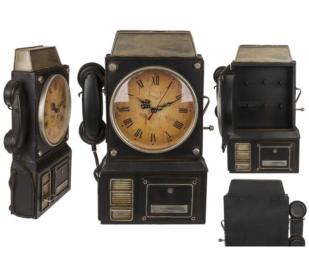 Portachiavi in Metallo, Telefono con Orologio