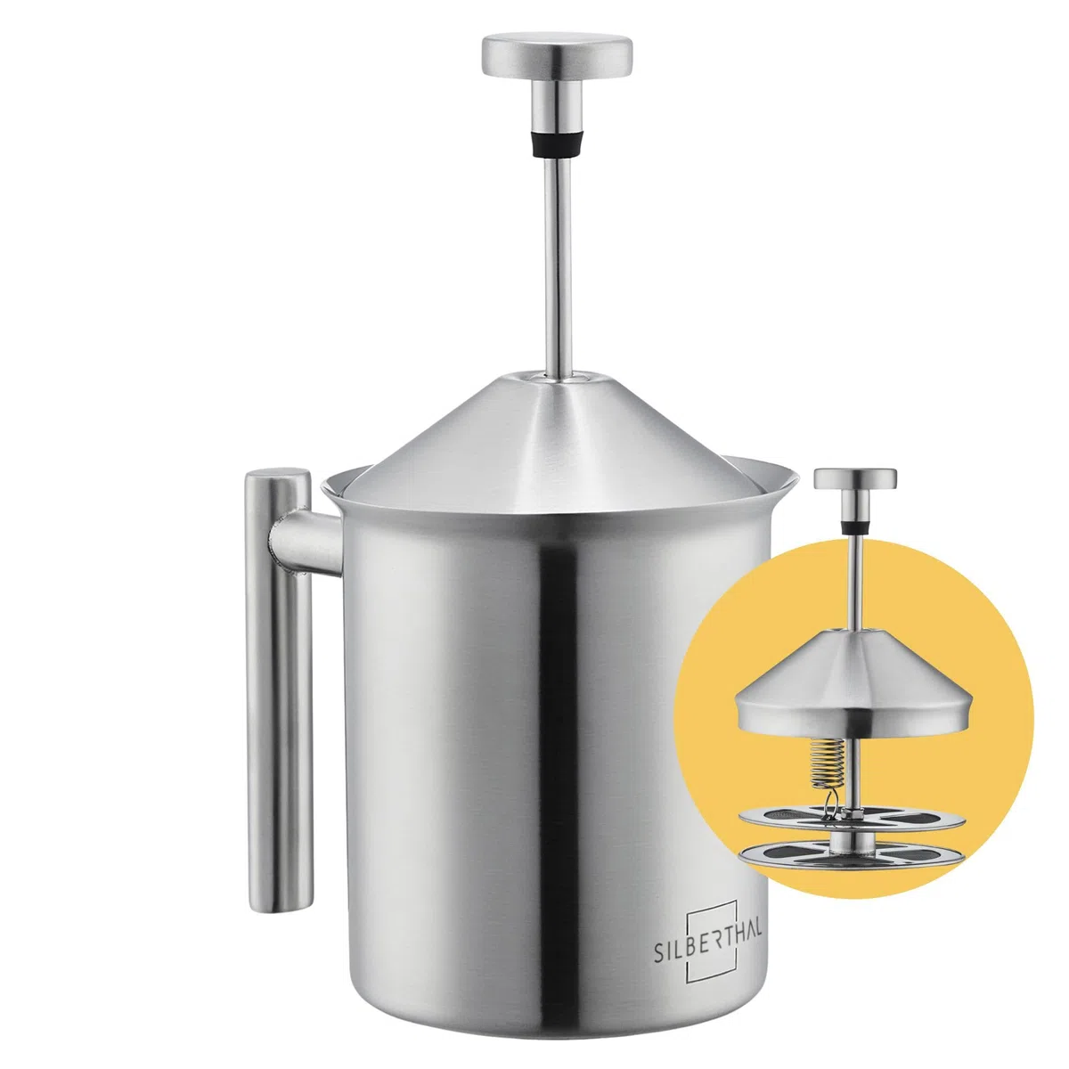 SILBERTHAL Montalatte manuale 400ml - Acciaio Inox - Cappuccinatore Manuale