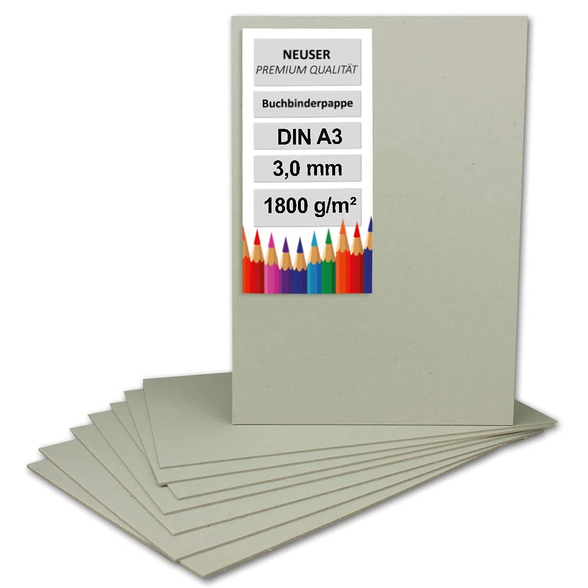 20 cartoncini per rilegatura DIN A3 (29,7 x 42 cm), spessore 2,0 mm (0,2 cm), grammatura 1800 g/m², cartoncino grigio per bricolage, modellismo, rilegatura