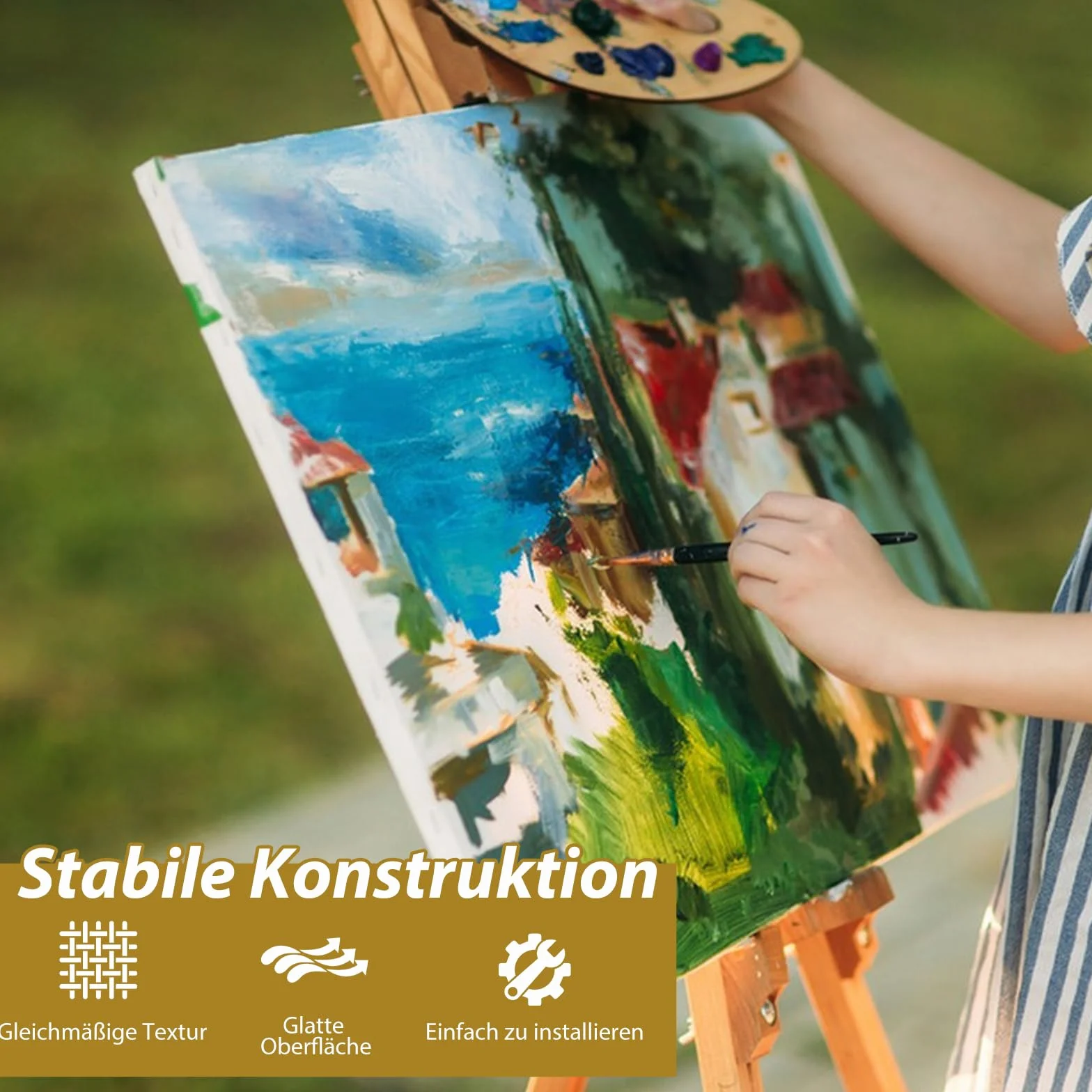Tela su rotolo, 50 cm x 10 m, 270 g/㎡, resistente agli strappi, 100% cotone, pronta da dipingere, per pittura a olio (50 cm x 10 m)