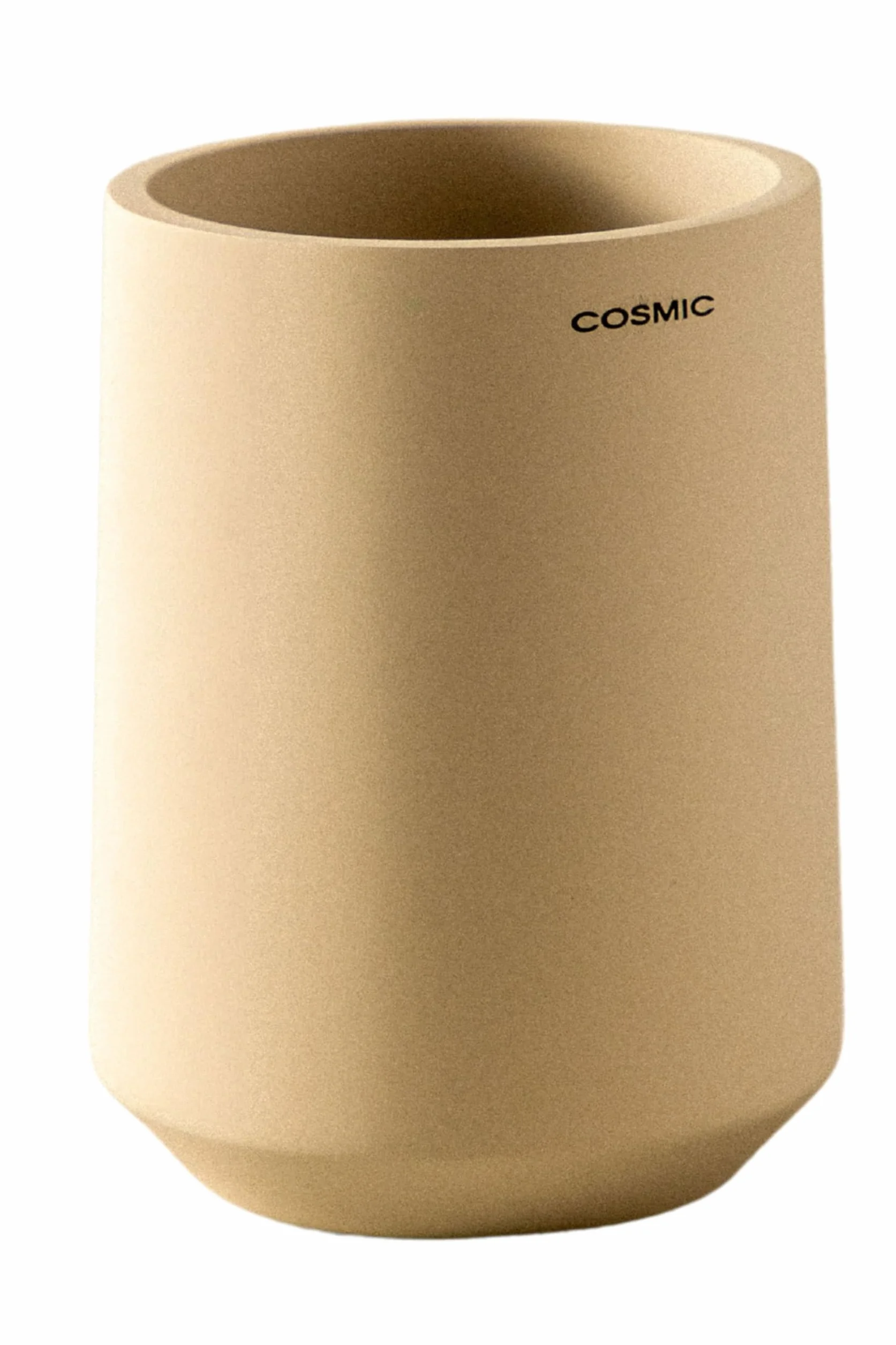 COSMIC Saona Portaspazzolino da Denti per Piano di Design Elegante Realizzato in Resina. Bicchiere per Spazzolino da Denti. Contenitore Rotondo per Lavabo di Colore Sabbia