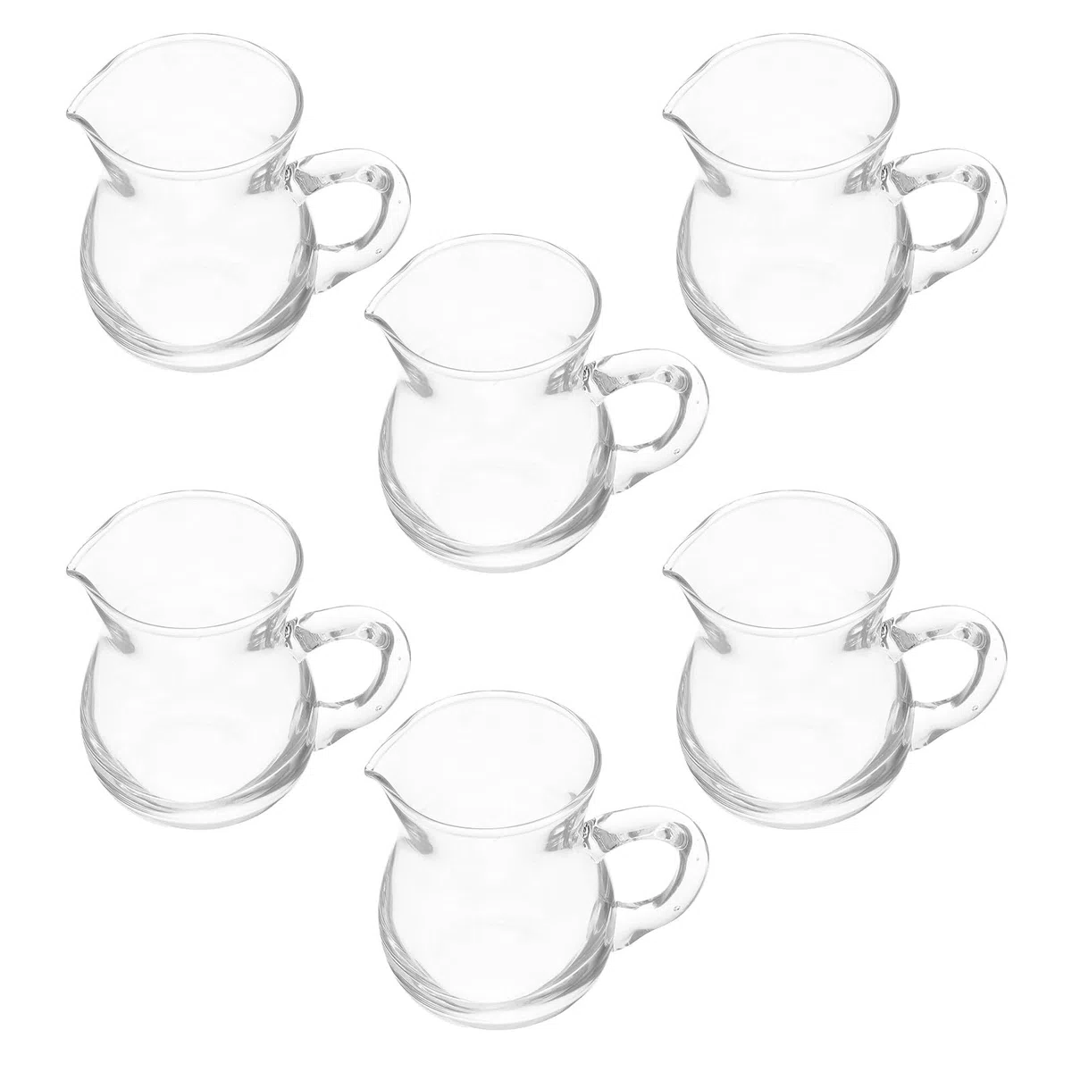 Beavorty Set 6 Pezzi Brocche in Vetro Trasparente per Crema e Latte, Piccole Brocche da caffè con Manico, Dispenser per Crema e Schiuma, per Bar e Utilizzo Domestico