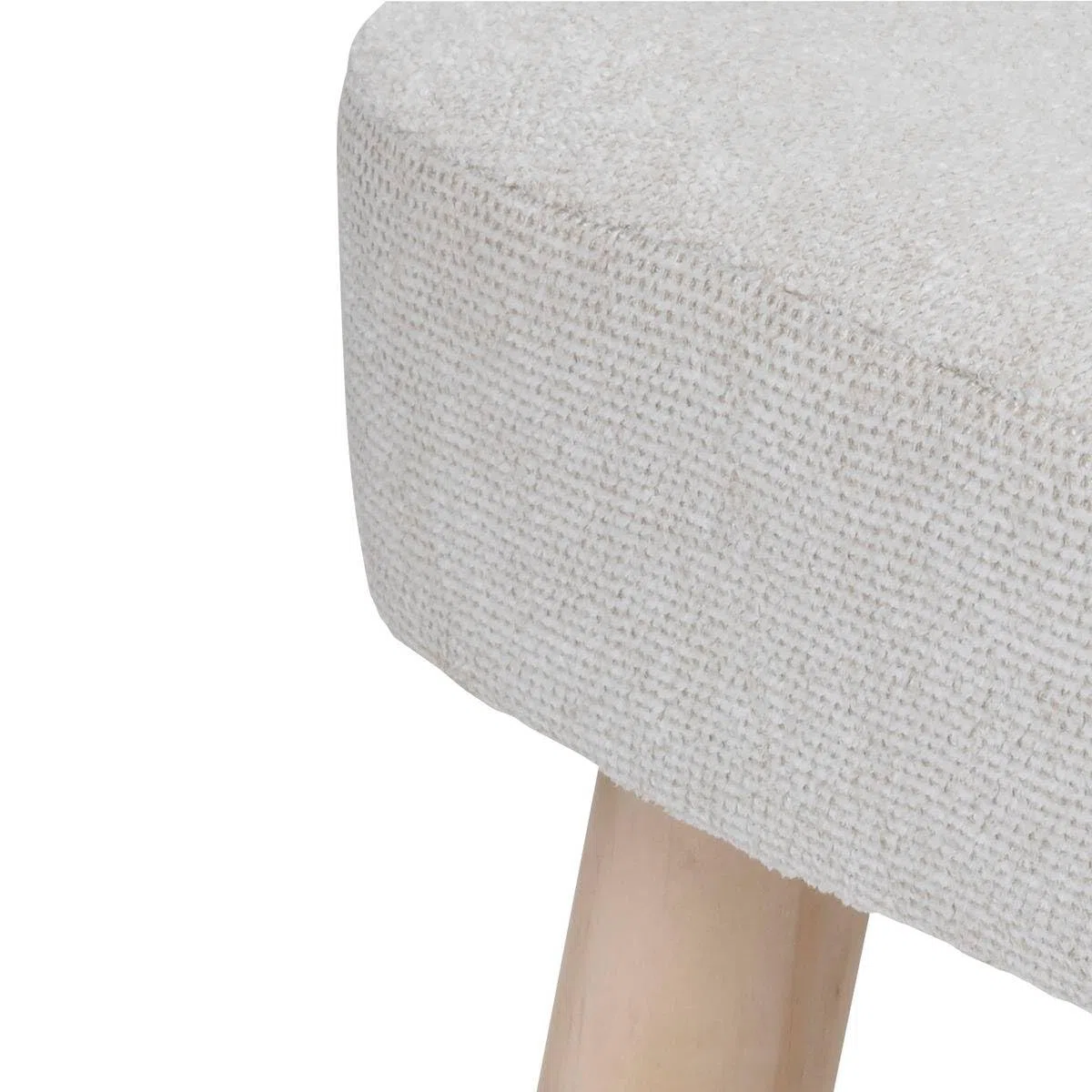 Atmosphera - Sgabello a Forma di Cuore Thena - Bianco Avorio - 32 x 36 cm - Gambe in Pino, Seduta in Tessuto - per Soggiorno, Camera da Letto, corridoio