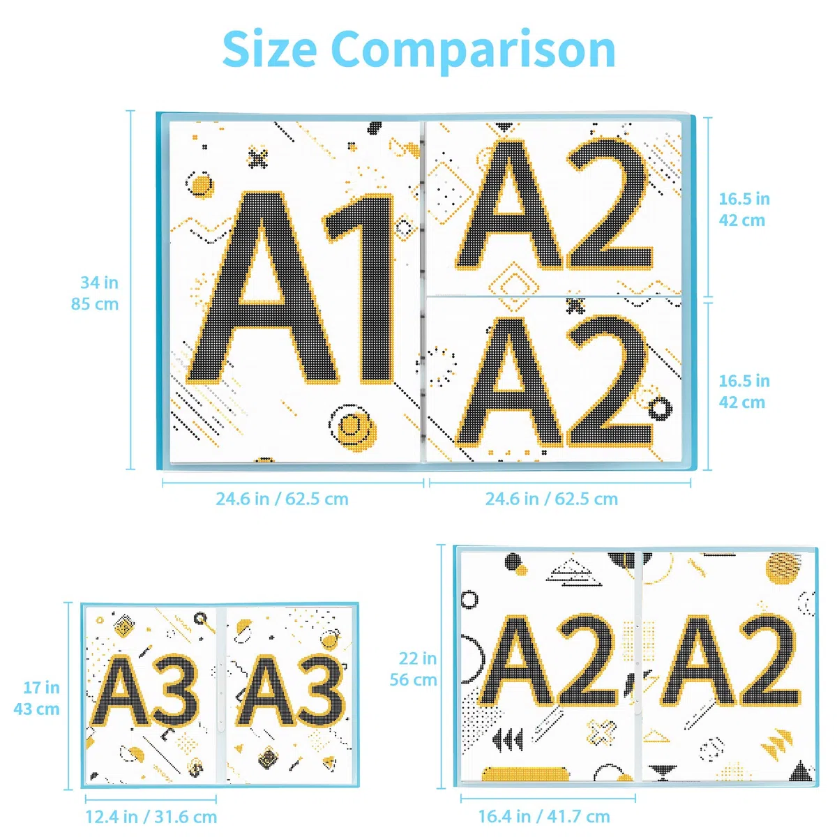 ARTDOT A2 Diamond Painting Archivio con Manico, Diamond Painting Accessori, Diamond Painting Cartella per Conservare Pittura Diamante, 30 Tasche 60 Pagine