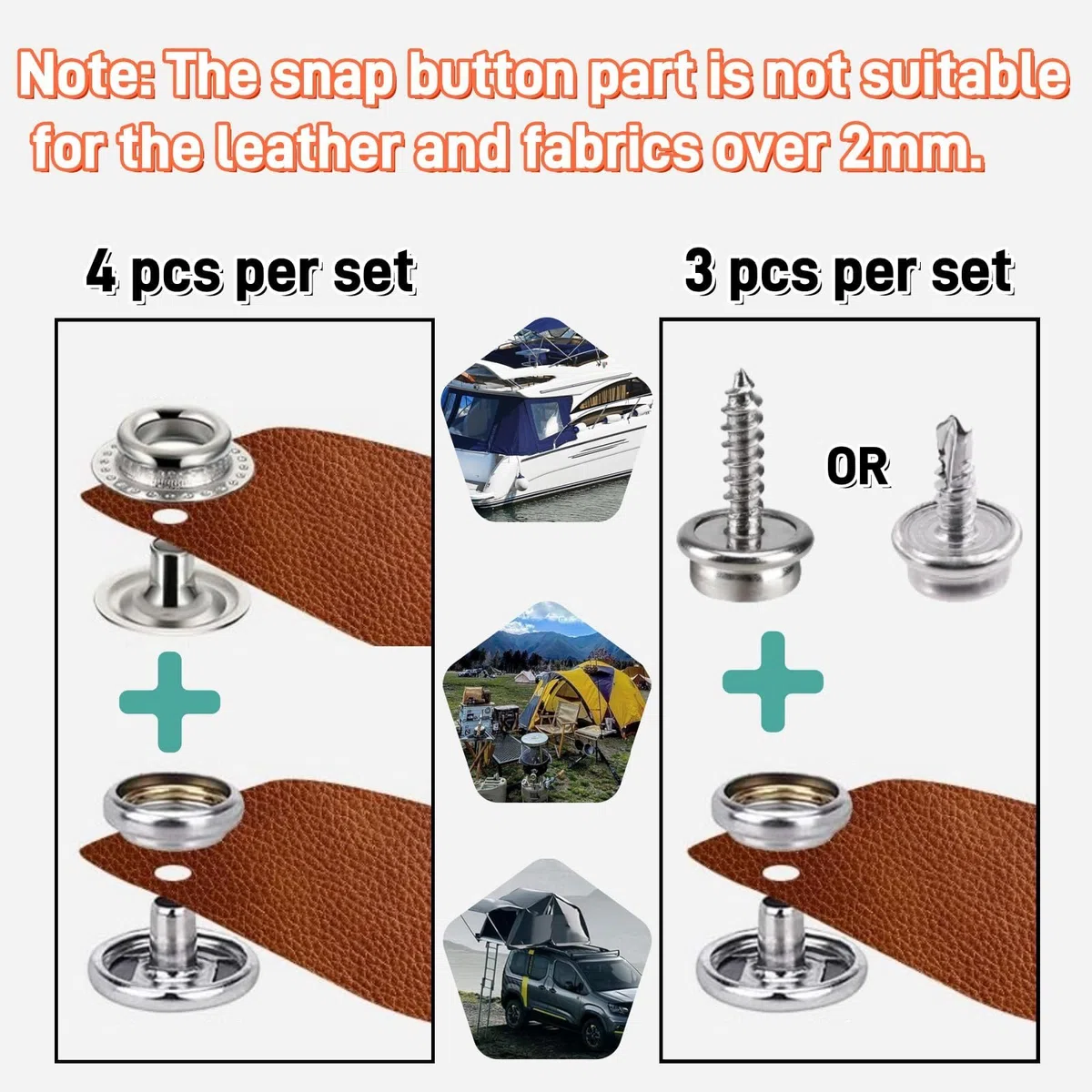 SUNAROC Set Bottoni Automatici A Pressione, 15mm Bottoni A Pressione Metallo Bottone A Pressione Vite Per Cuoio Zaini Cappello Borsa Cinture Pelle Tende, Tela, Cucito, Teloni