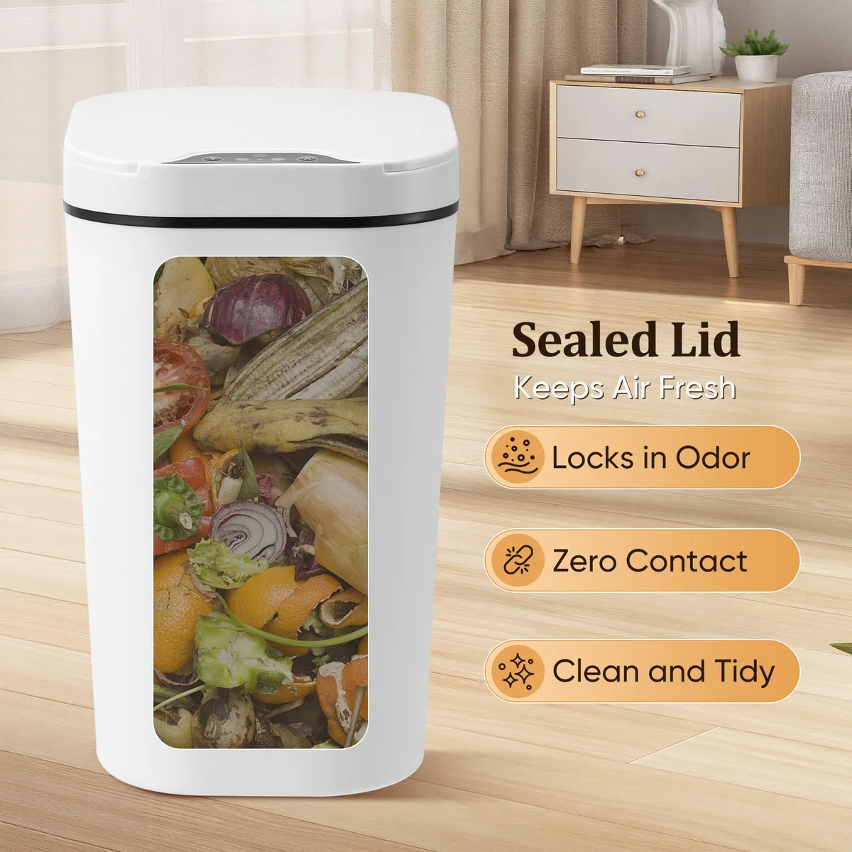 Pattumiera Automatica, 12 Litri Elettrica Pattumiera con Sensore di Movimento Intelligente, Impermeabile Pattumiera Bagno Cestino Intelligente per Bagno/Cucina/Ufficio, Set da 2, Bianco
