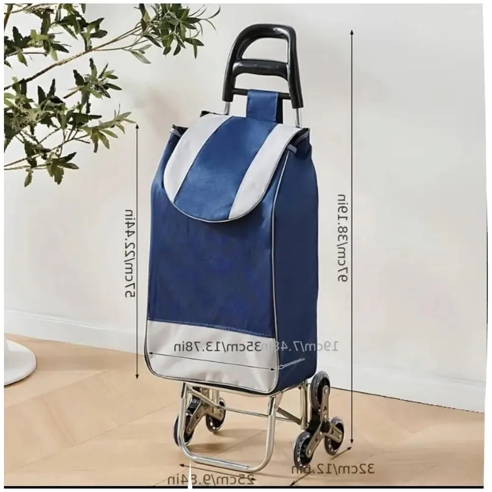 Carrello per la spesa 3 ruote girevoli saliscale – Trolley portaspesa pieghevole 42 L con borsa chiusura a strappo e coulisse- Borsa removibile (BORDEAUX)
